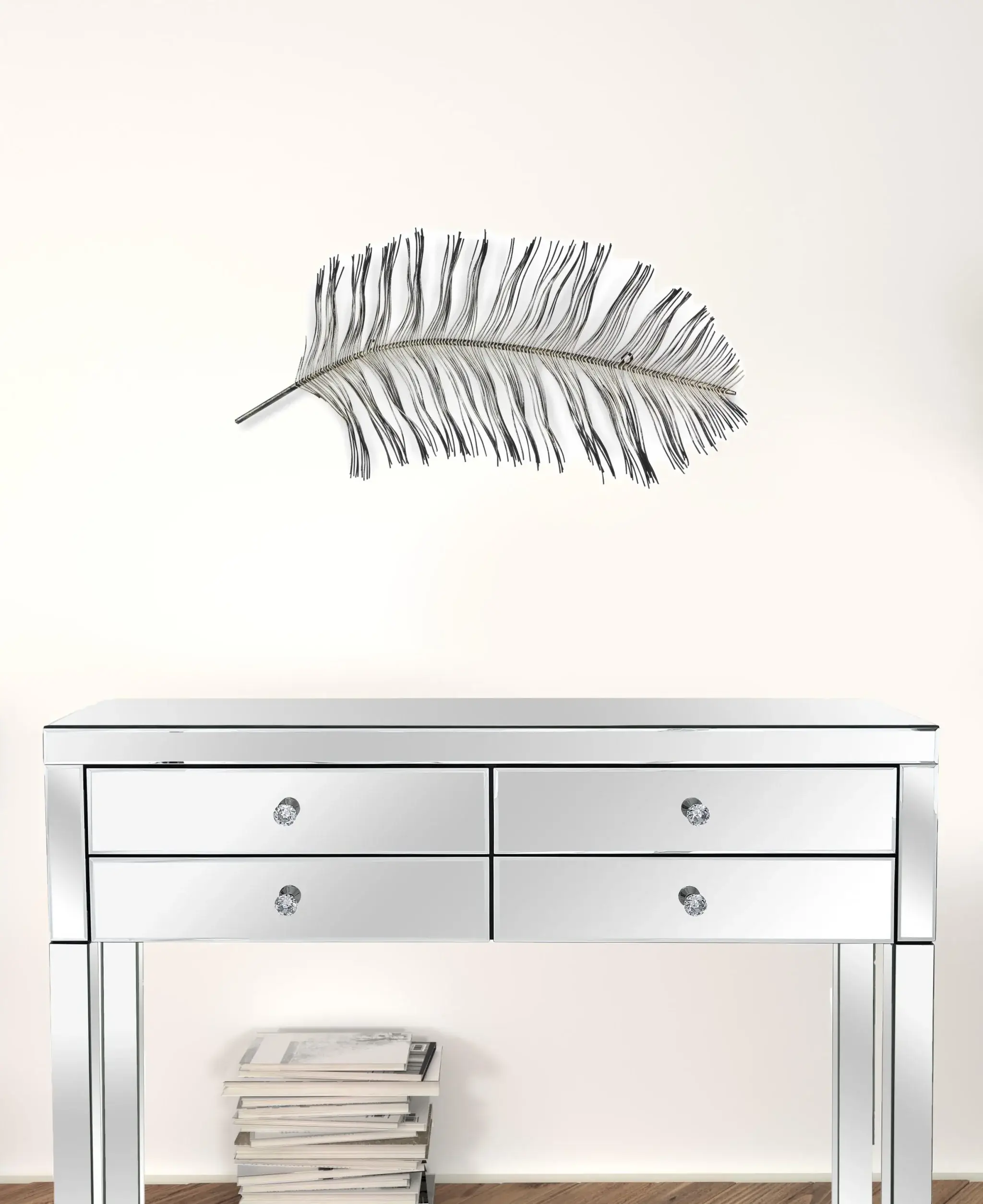 Black And Silver Metal Peacock Feather Wall Decor - Image 4