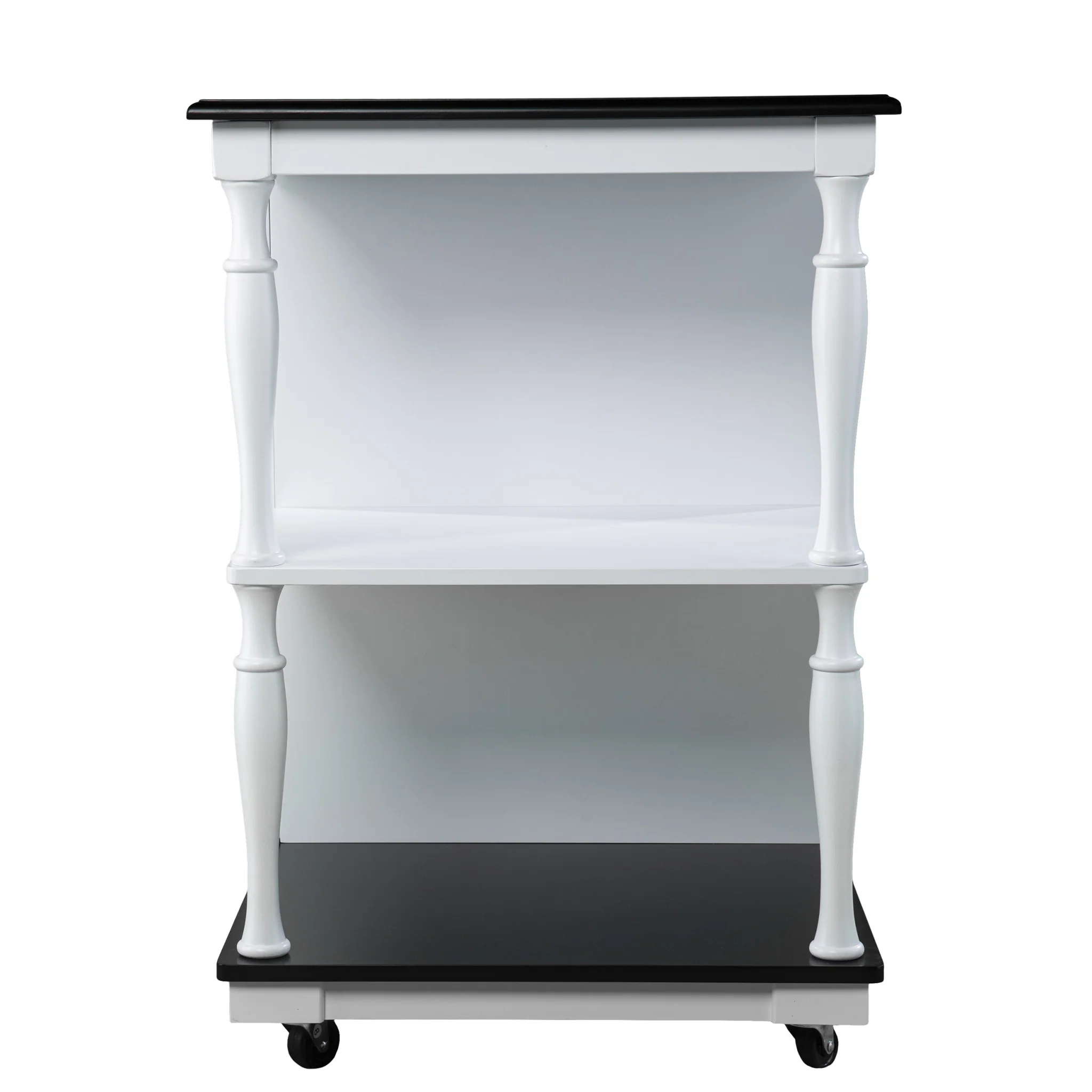 Black and White and Black 39" Rolling Kitchen Island With Storage - Image 5