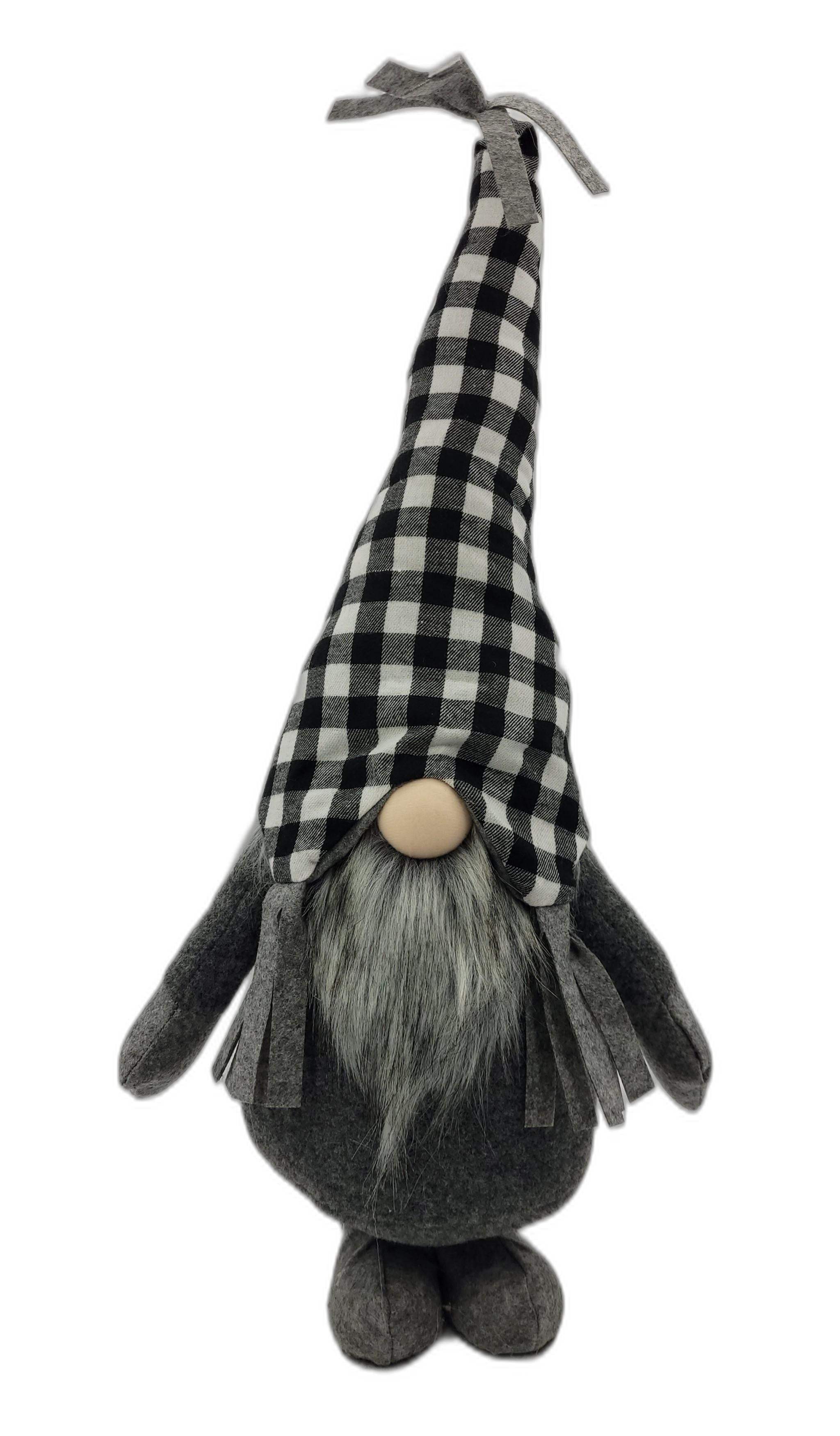 Black and White Buffalo Plaid Standing Gnome - Image 2