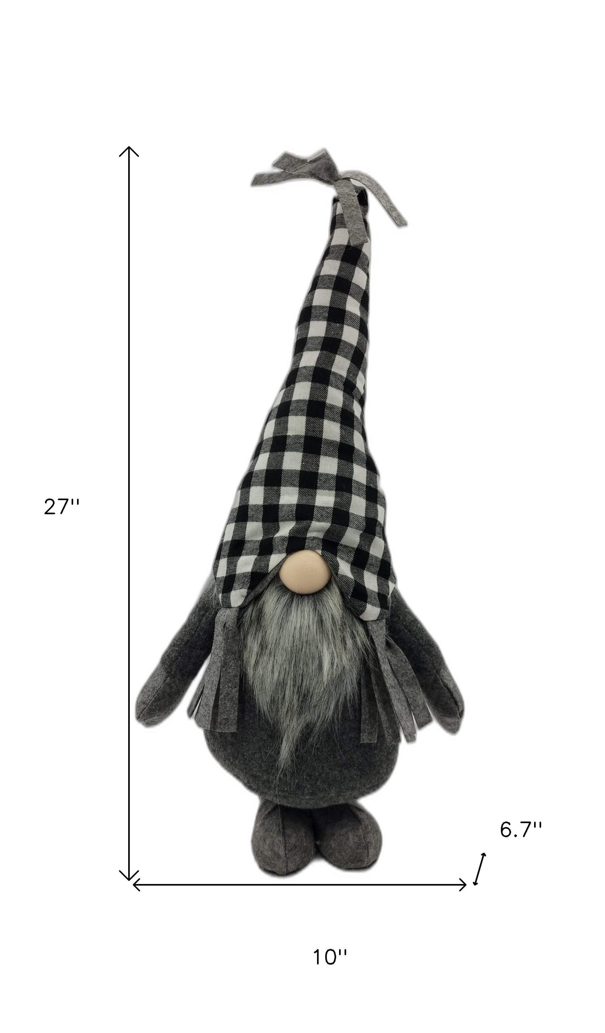 Black and White Buffalo Plaid Standing Gnome - Image 7