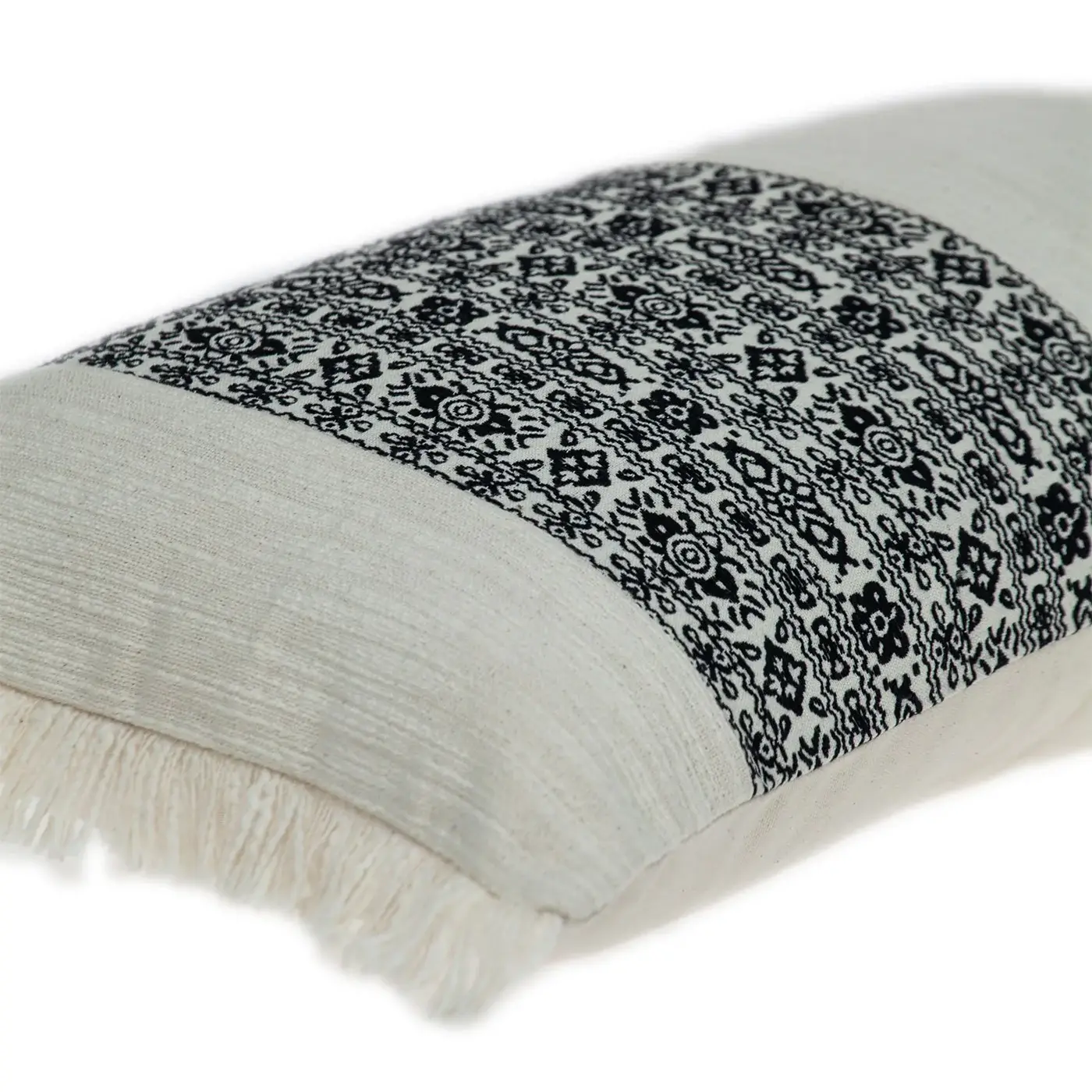 Black And White Geometric Fringe Throw Pillow - Image 5