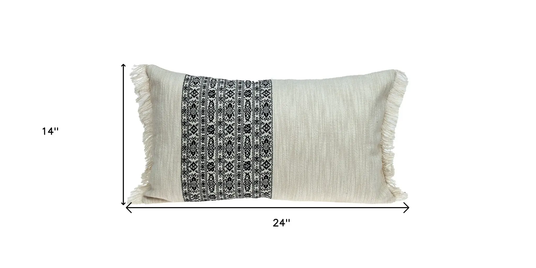 Black And White Geometric Fringe Throw Pillow - Image 9