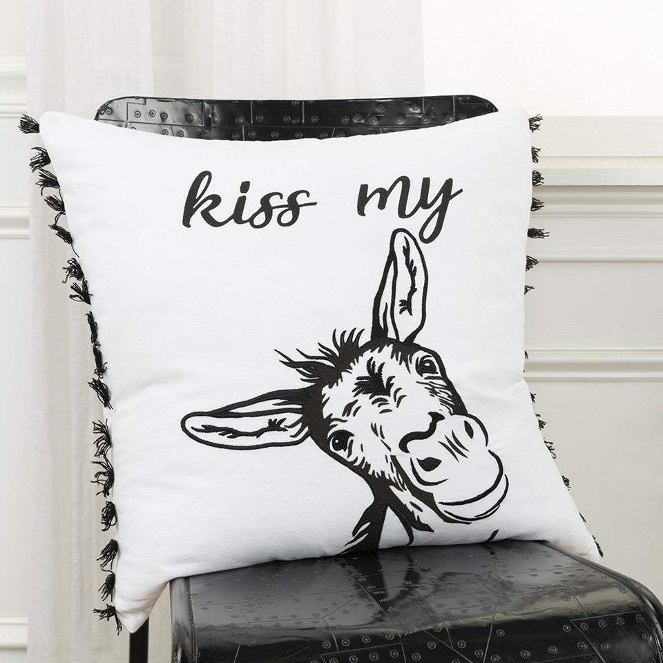 Black and White Humorous Donkey Throw Pillow - Image 5