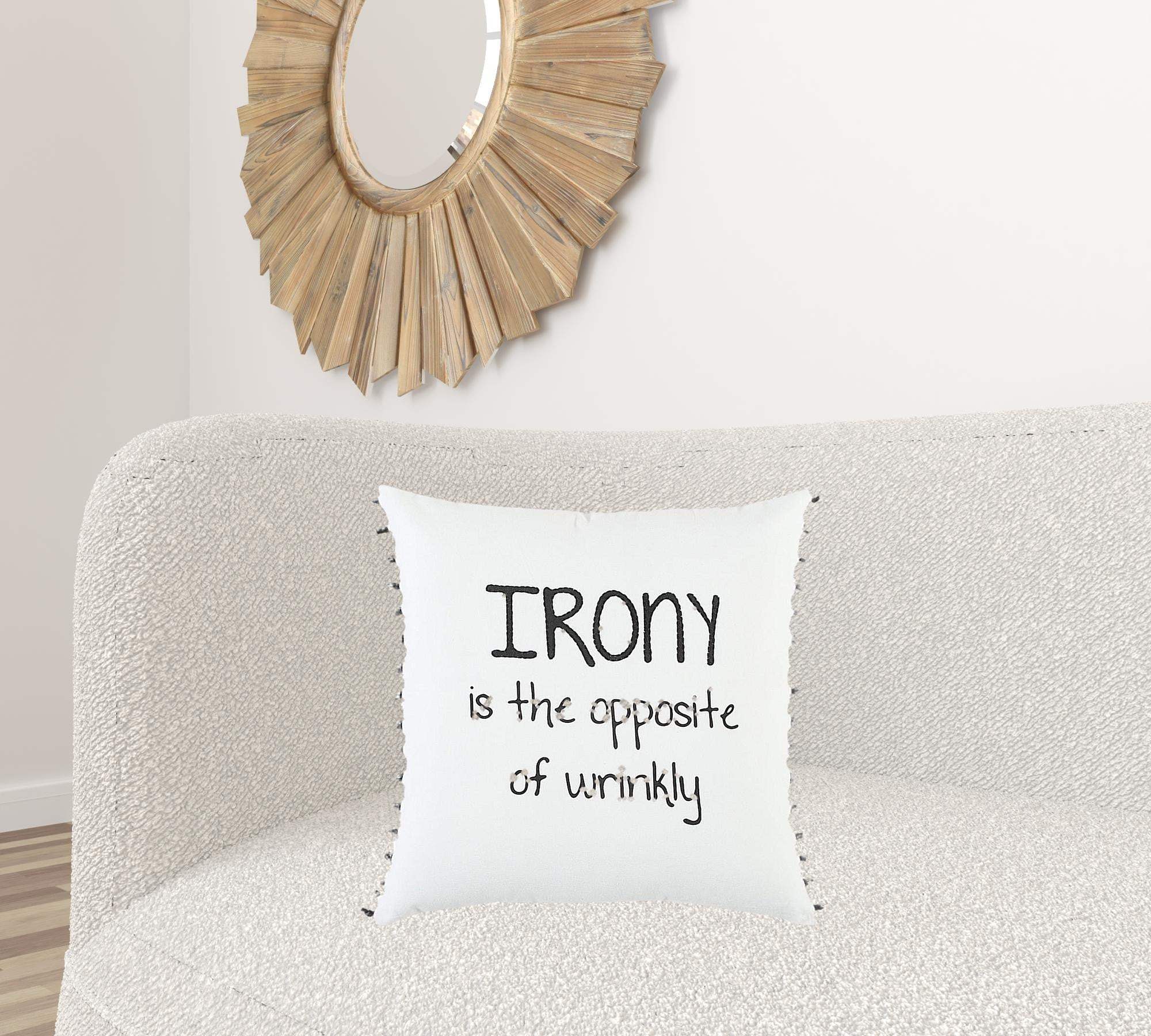 Black and White Irony Fun Message Throw Pillow - Image 2