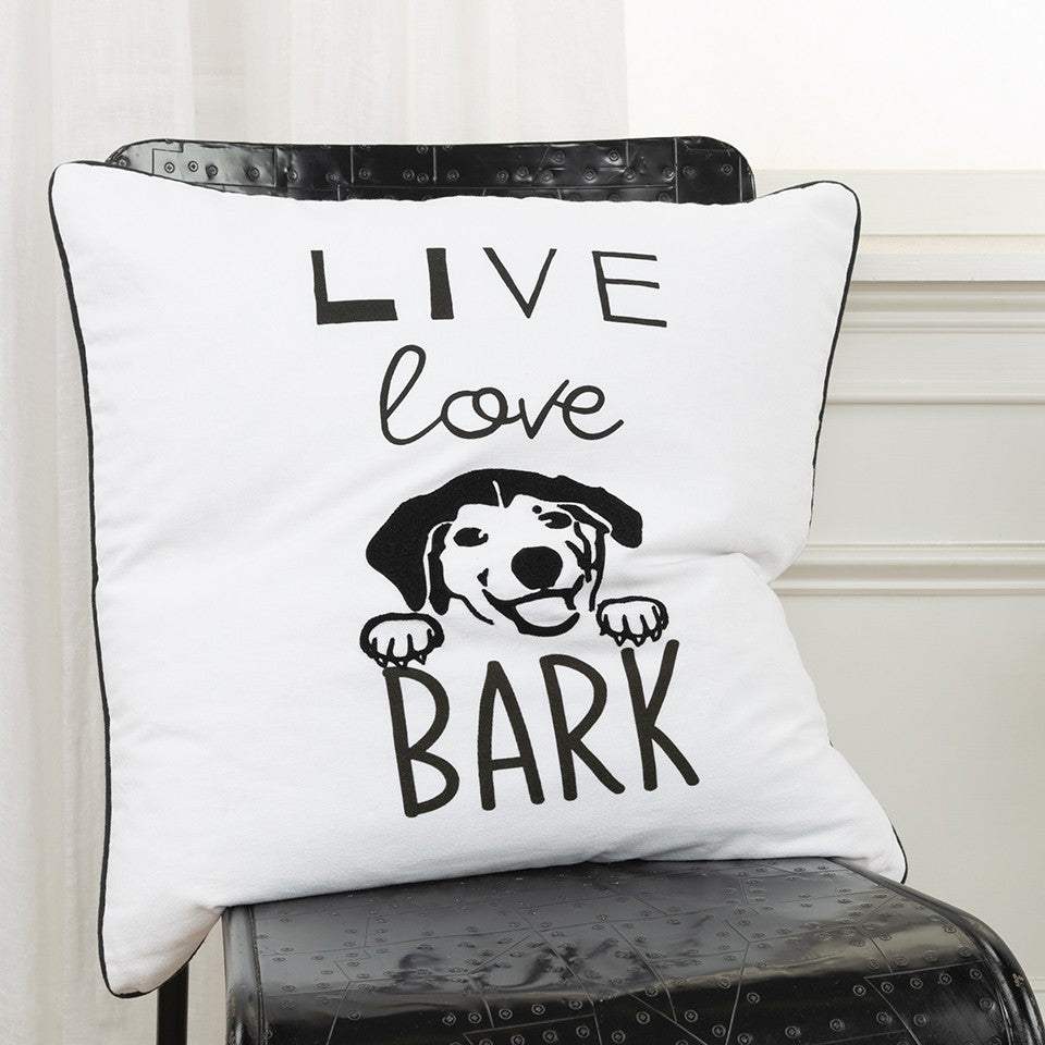 Black and White Live Love Bark Modern Throw Pillow - Image 4