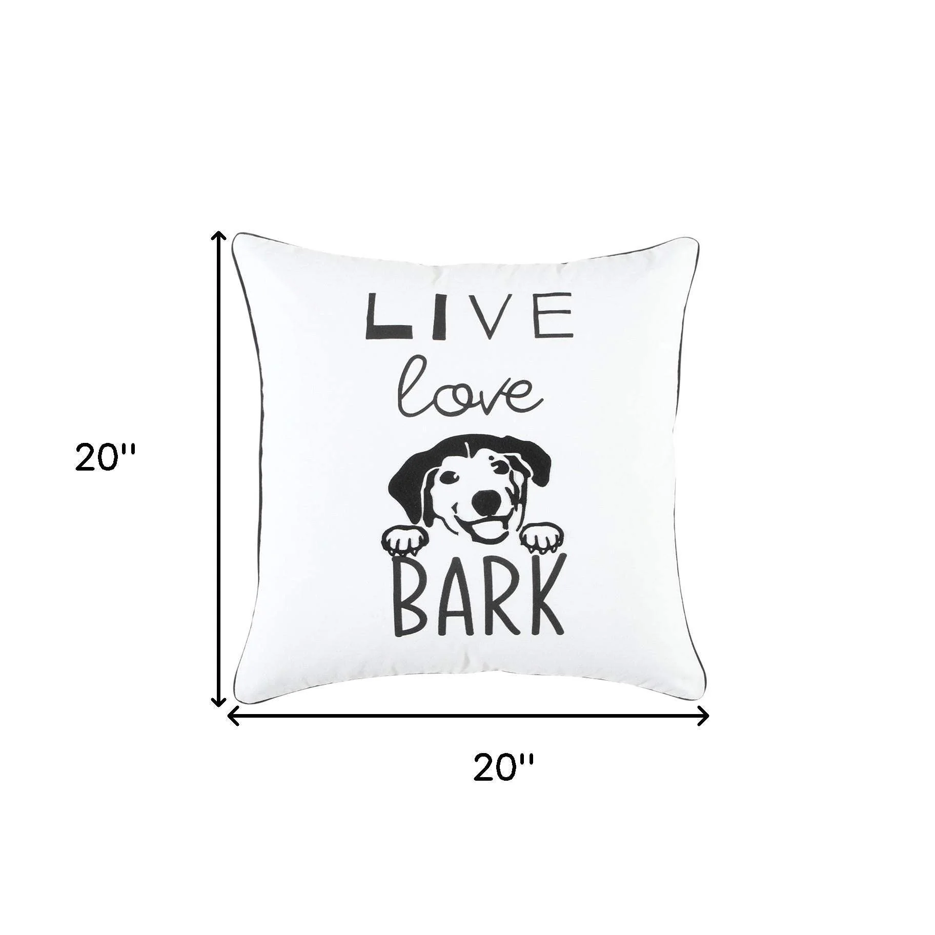 Black and White Live Love Bark Modern Throw Pillow - Image 6