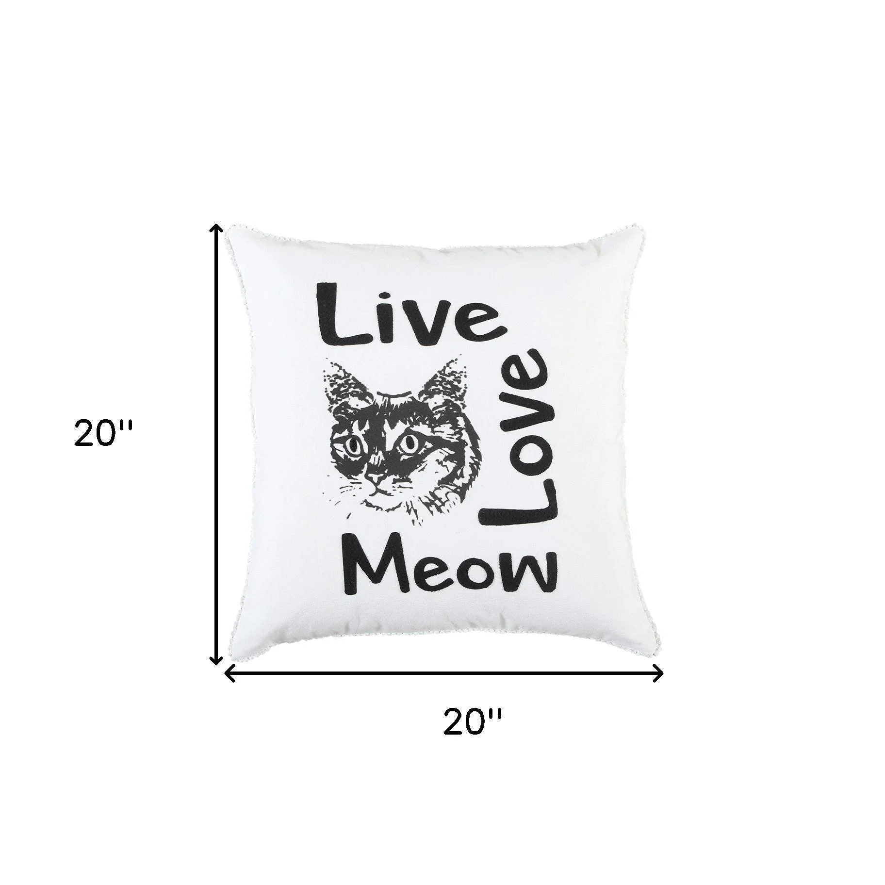 Black and White Live Love Meow Throw Pillow - Image 6