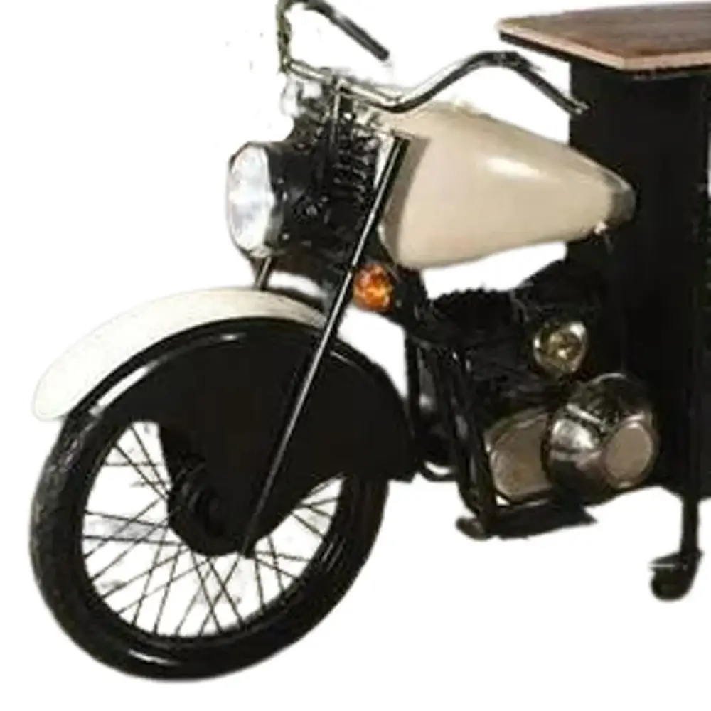 Black and White Metal And Solid Wood Rolling Bar Cart With Wine Storage - Image 3