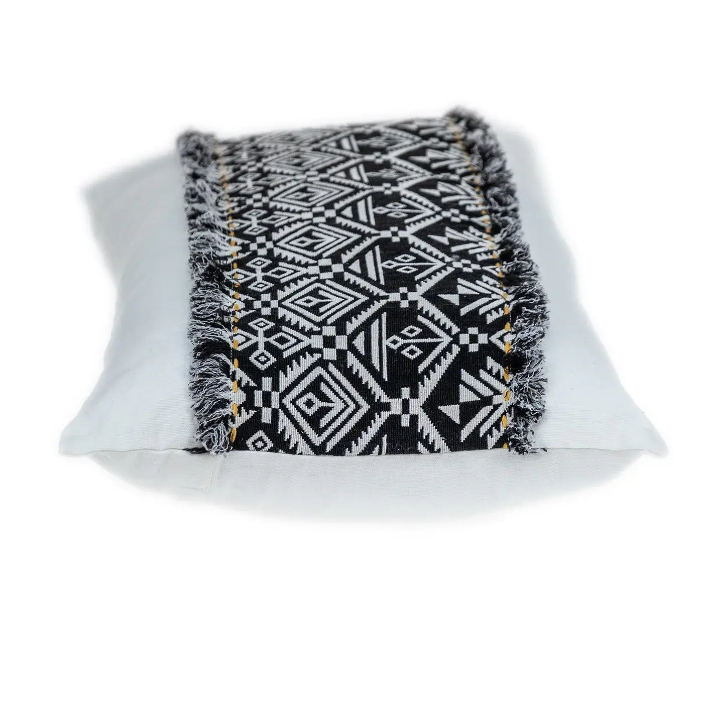 Black And White Patched Throw Pillow - Image 4