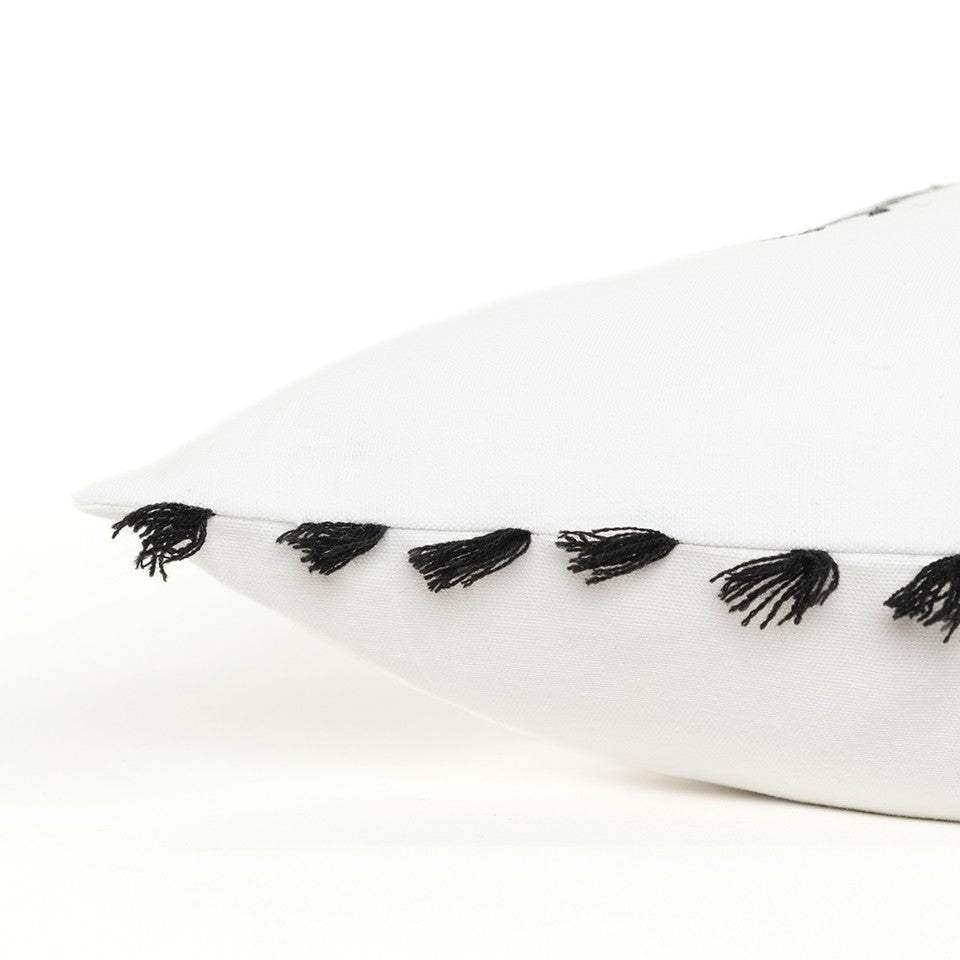 Black and White Praise The Lard Tasseled Throw Pillow - Image 3