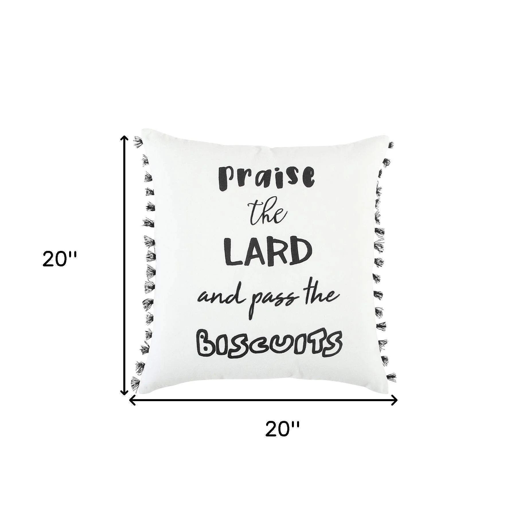 Black and White Praise The Lard Tasseled Throw Pillow - Image 5