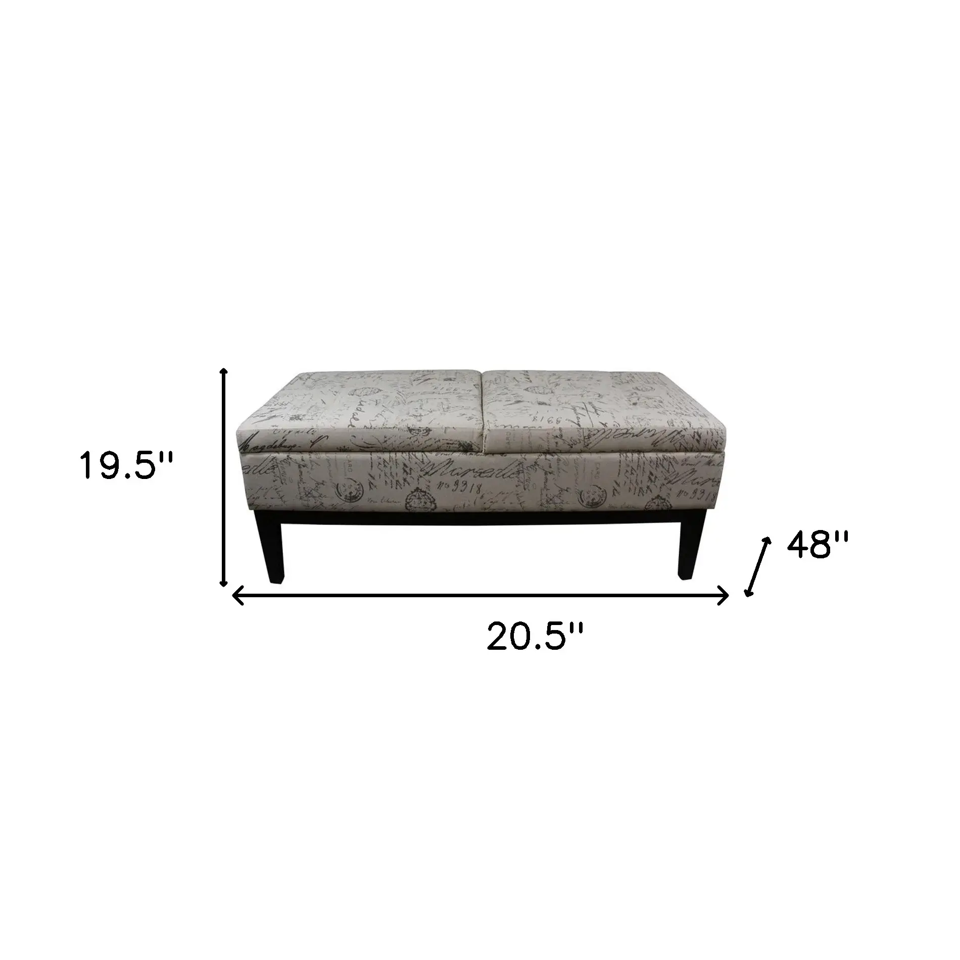 Black and White Vintage Postcard Print Dual Lift Storage Bench - Image 6