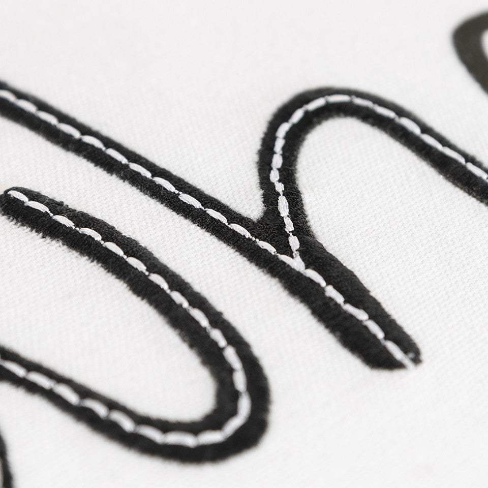 Black and White Whatever Embroidered Lumbar Pillow - Image 3