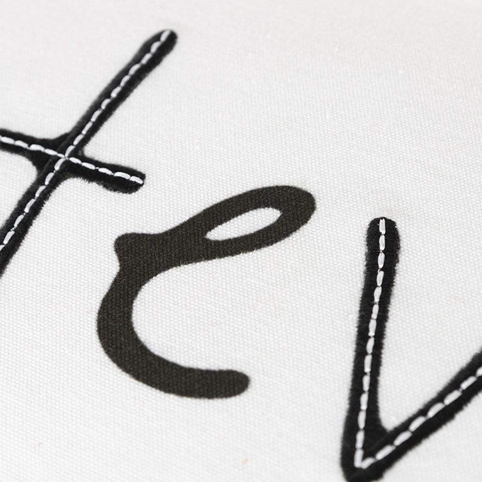Black and White Whatever Embroidered Lumbar Pillow - Image 4