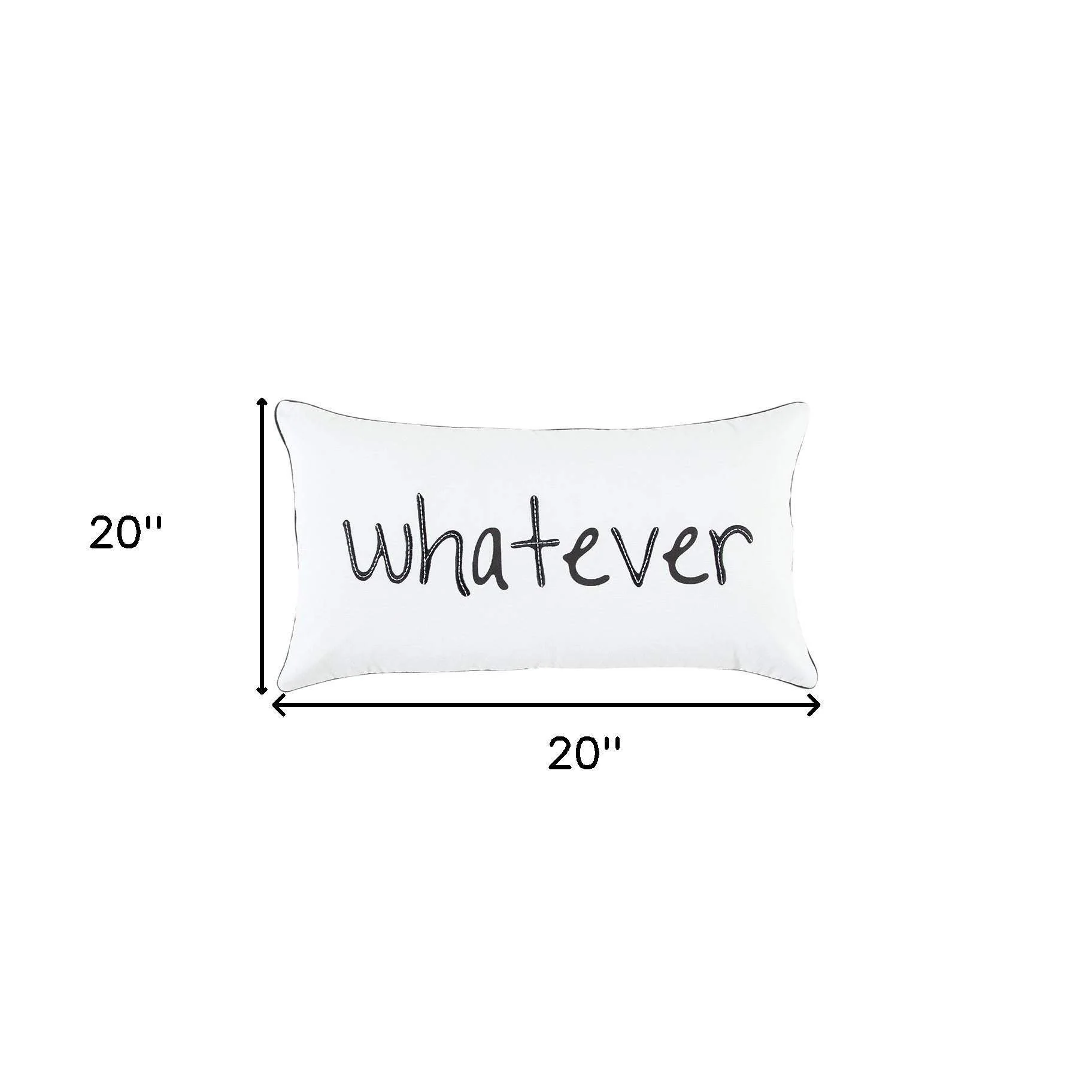 Black and White Whatever Embroidered Lumbar Pillow - Image 7