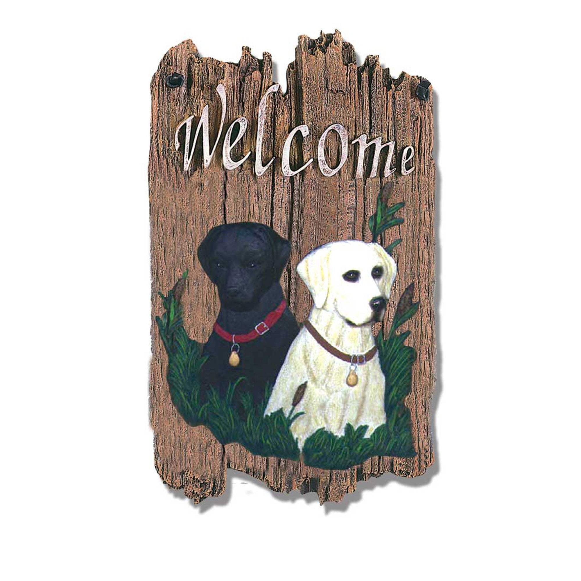 Black and Yellow Labs Indoor Outdoor Resin Welcome Wall Decor - Image 2