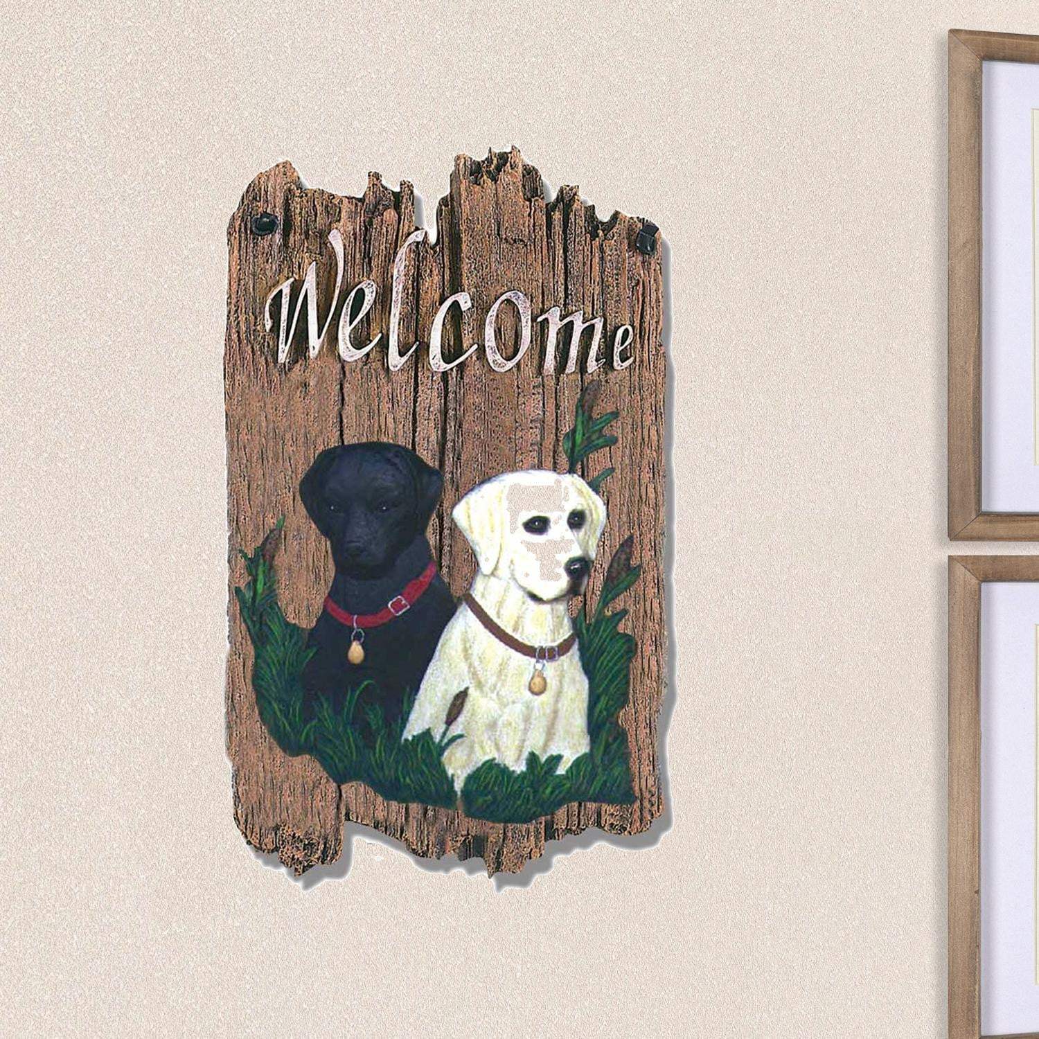 Black and Yellow Labs Indoor Outdoor Resin Welcome Wall Decor - Image 3