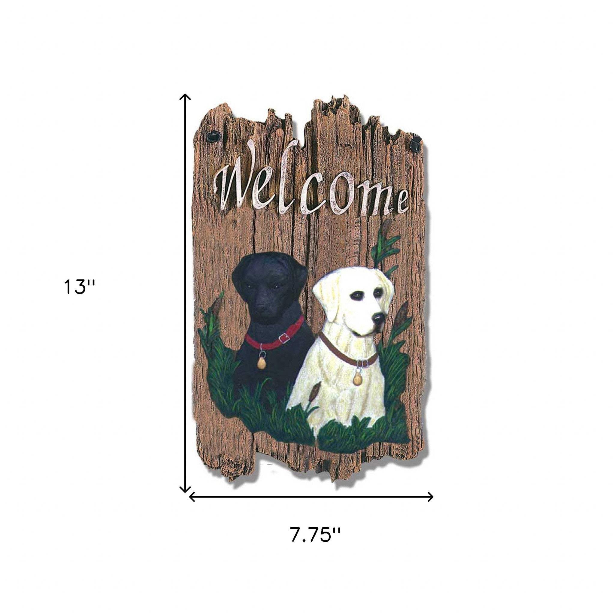Black and Yellow Labs Indoor Outdoor Resin Welcome Wall Decor - Image 5
