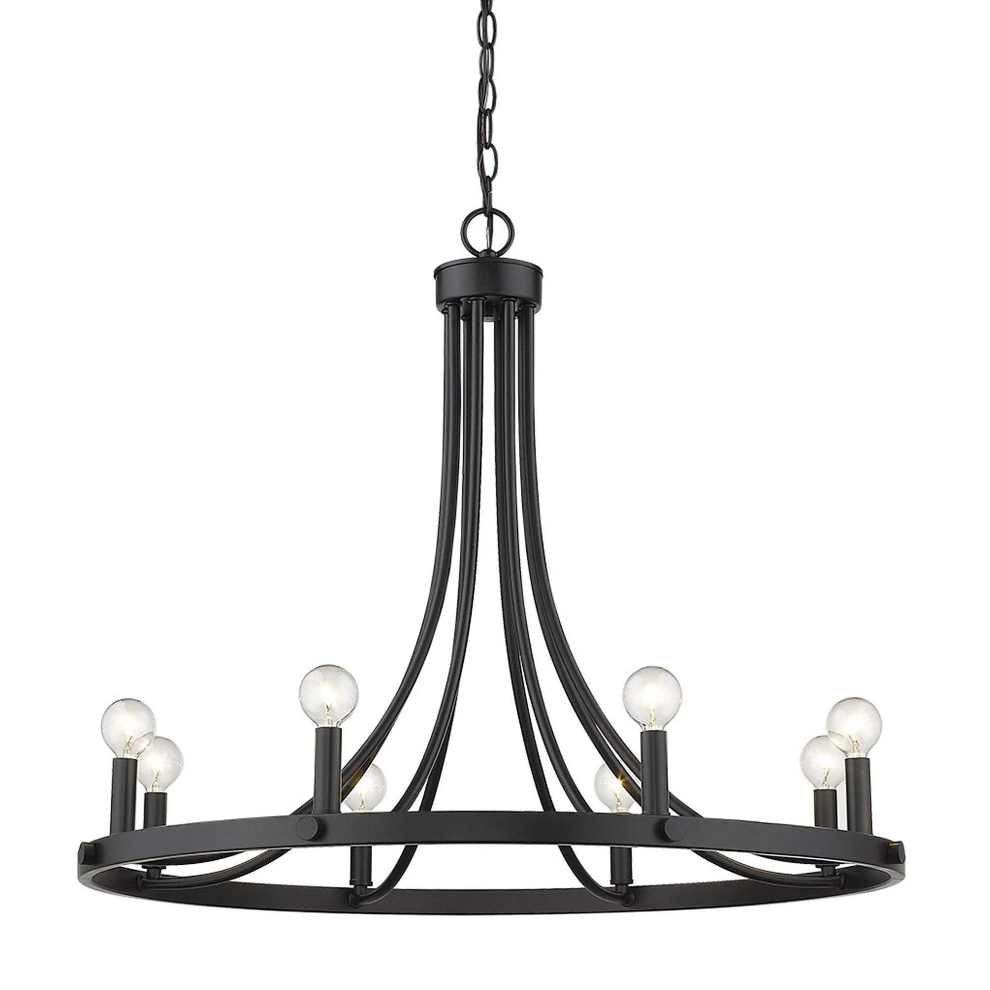 Black Candle Style Eight Light Metal Dimmable Chandelier - Image 3