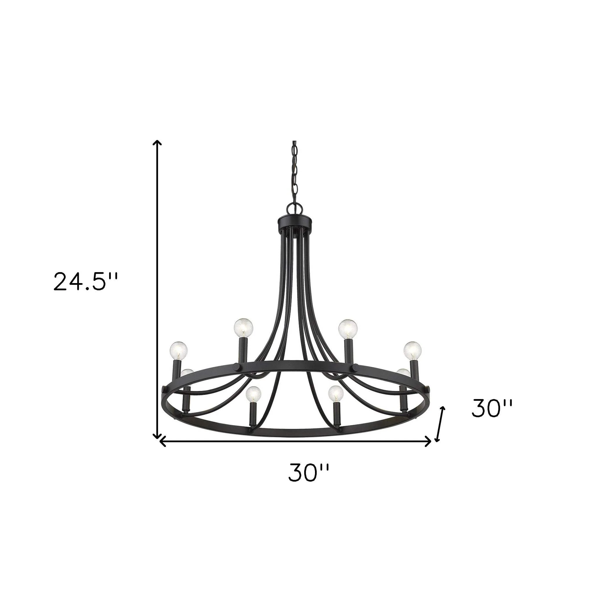 Black Candle Style Eight Light Metal Dimmable Chandelier - Image 5