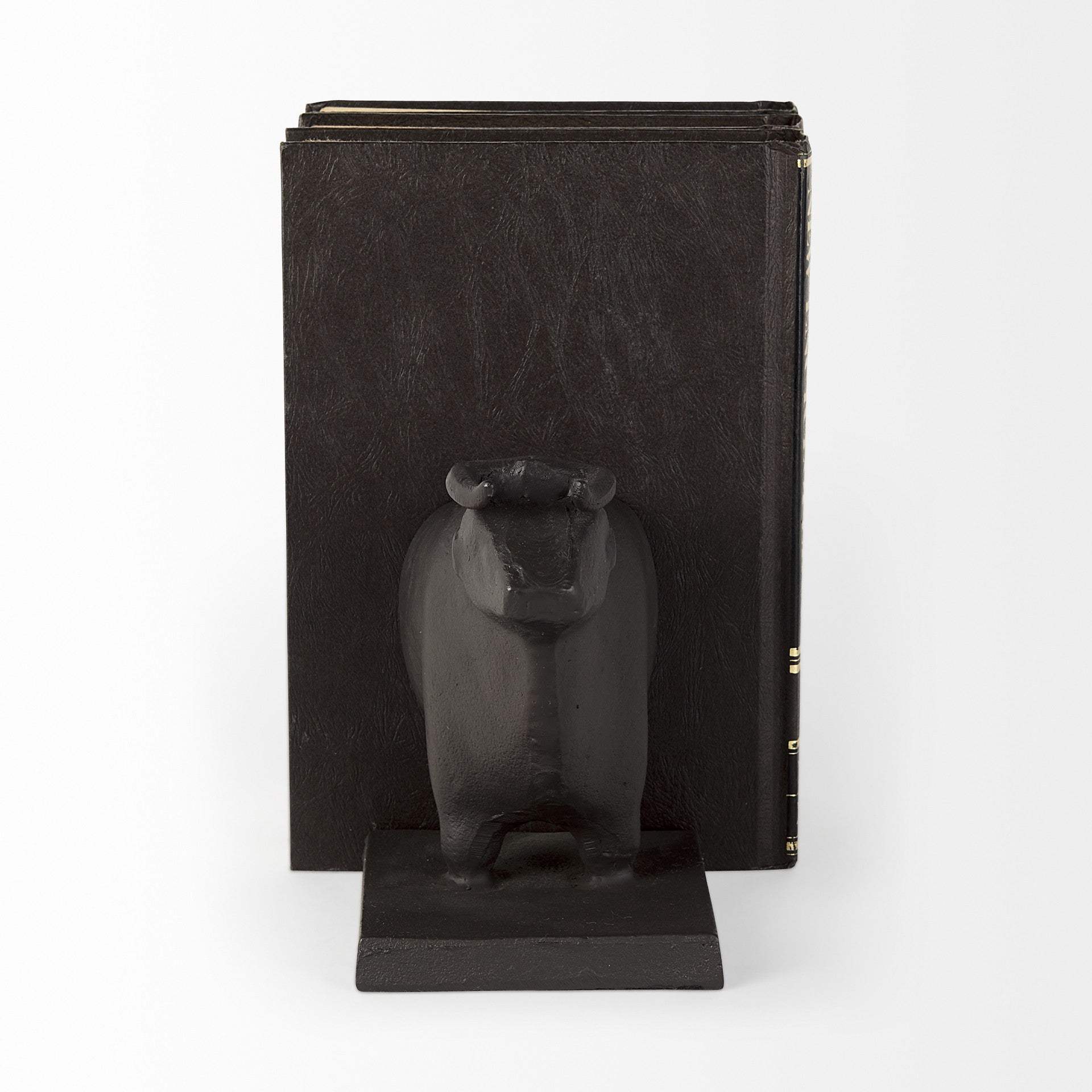 Black Cast Aluminum Bull Bookends - Image 3