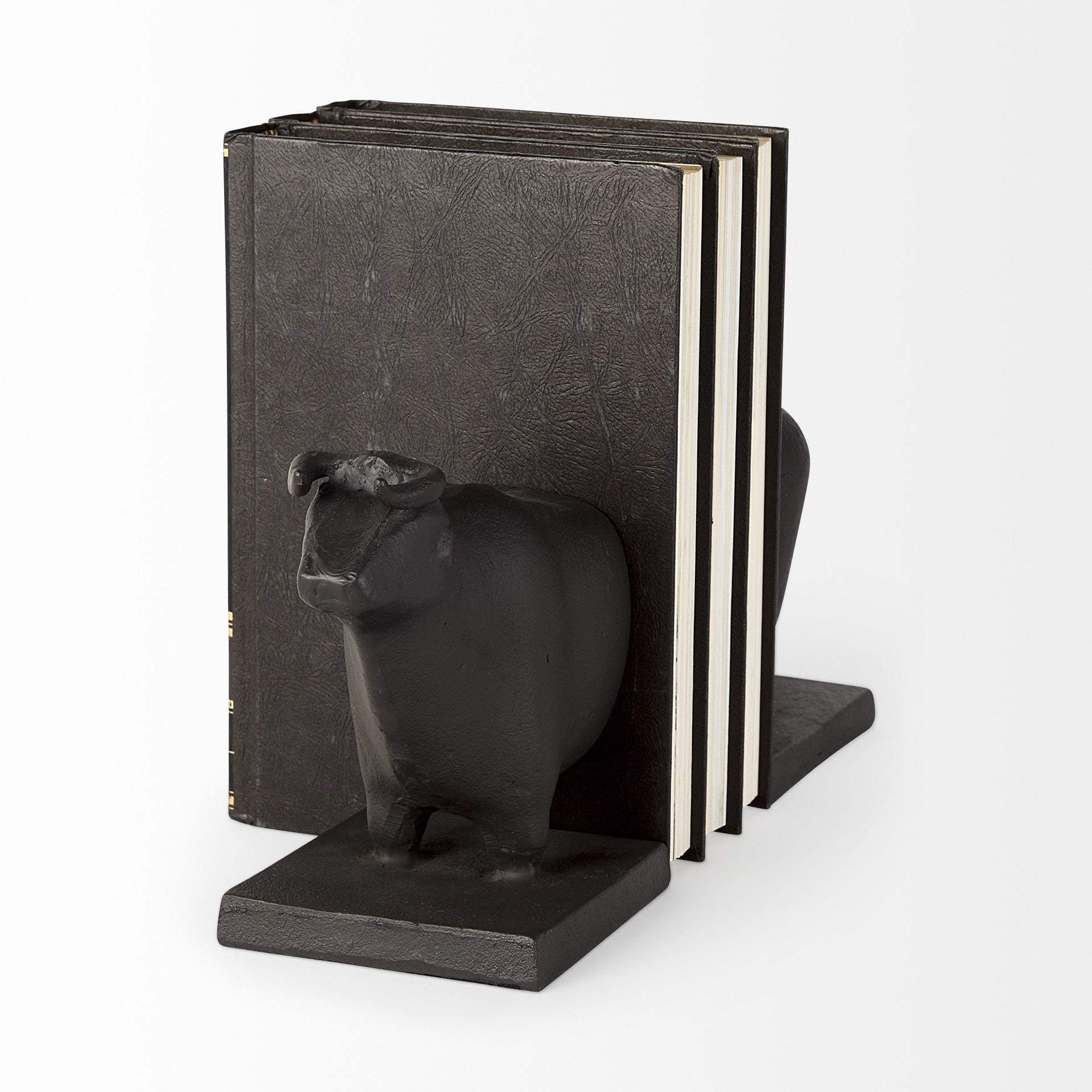 Black Cast Aluminum Bull Bookends - Image 4