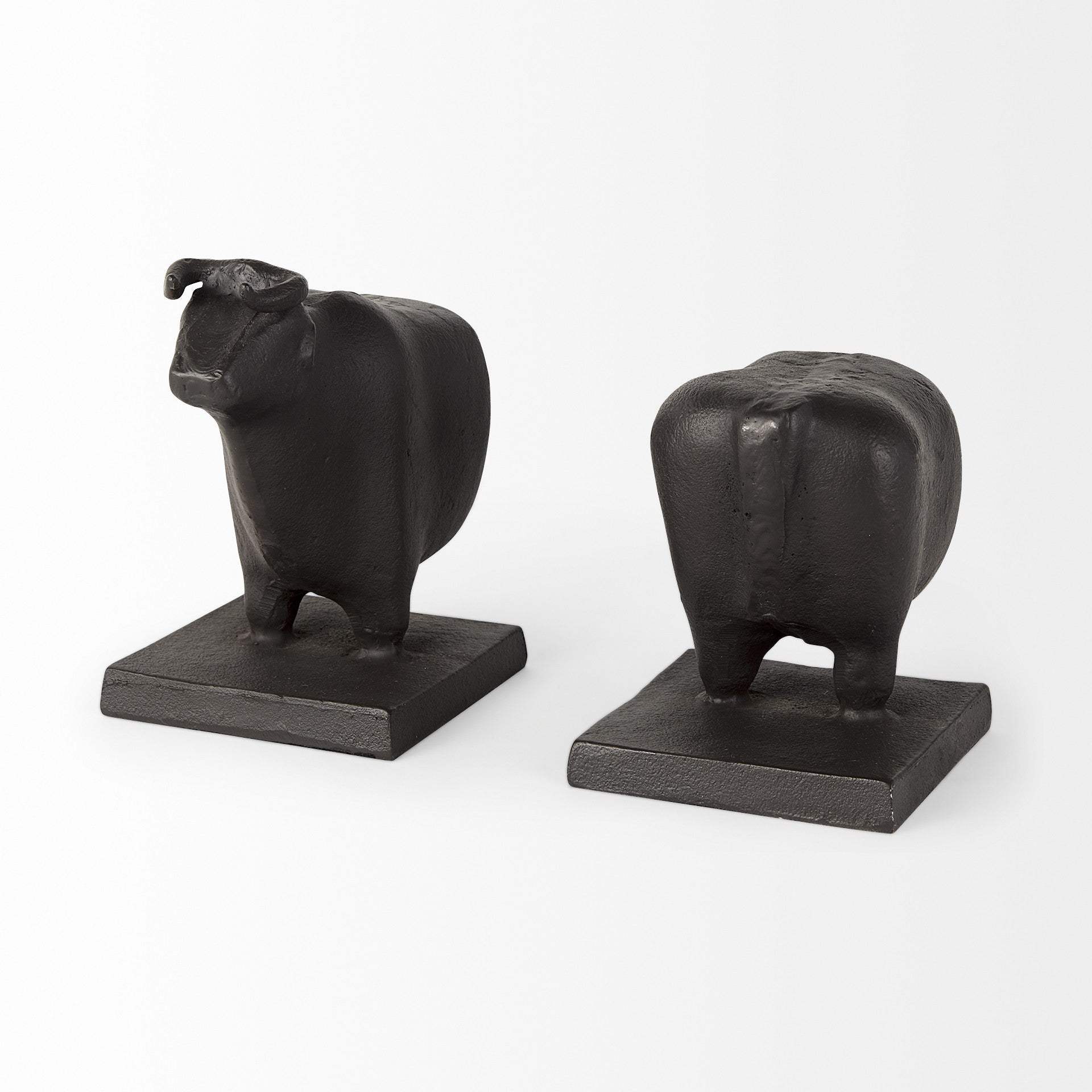 Black Cast Aluminum Bull Bookends - Image 5