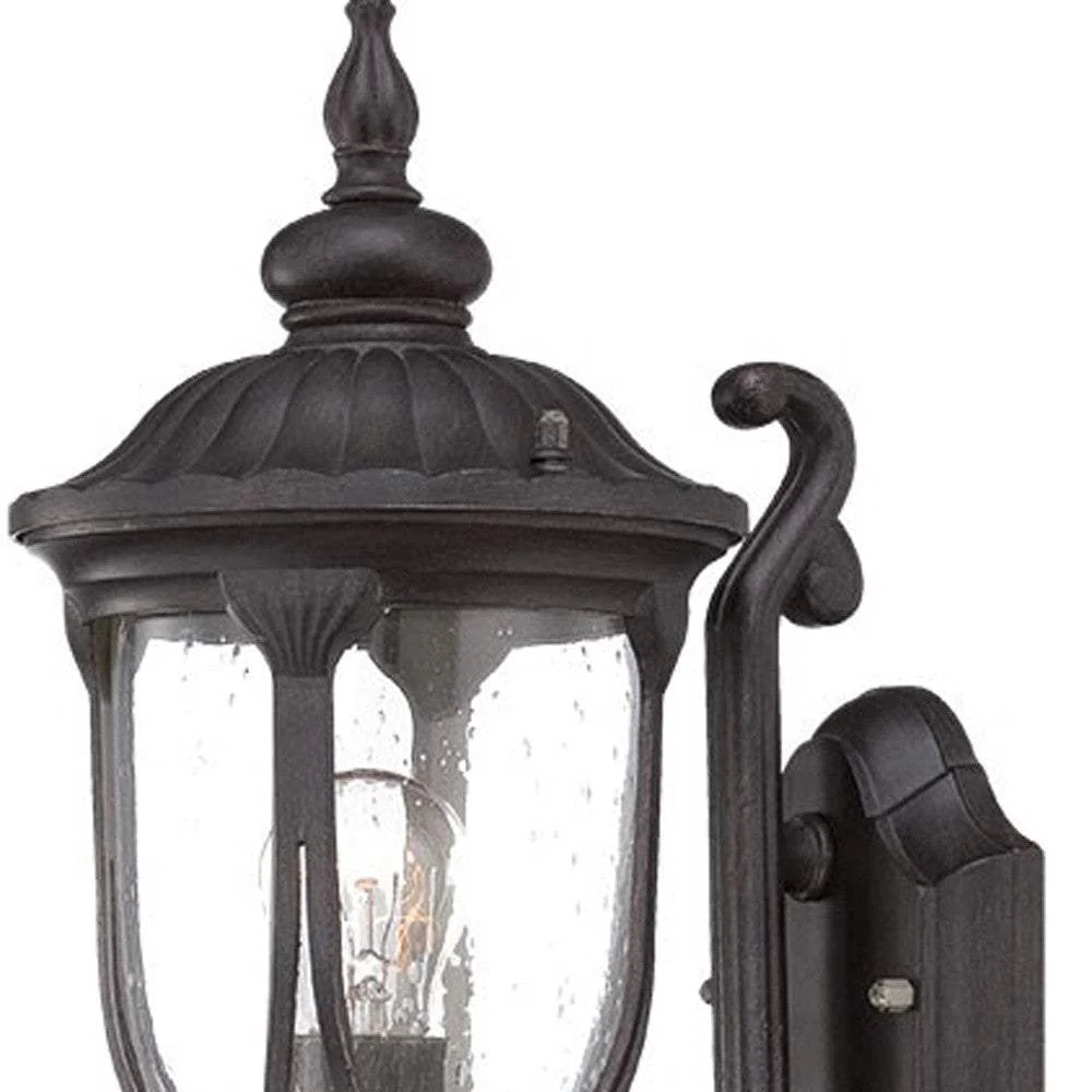 Black Cast Aluminum Glass Lantern Wall Light - Image 3