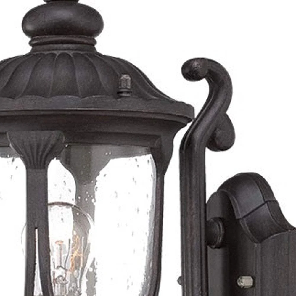 Black Cast Aluminum Glass Lantern Wall Light - Image 4