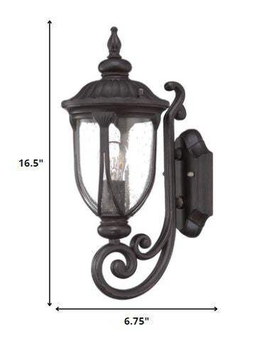 Black Cast Aluminum Glass Lantern Wall Light - Image 5