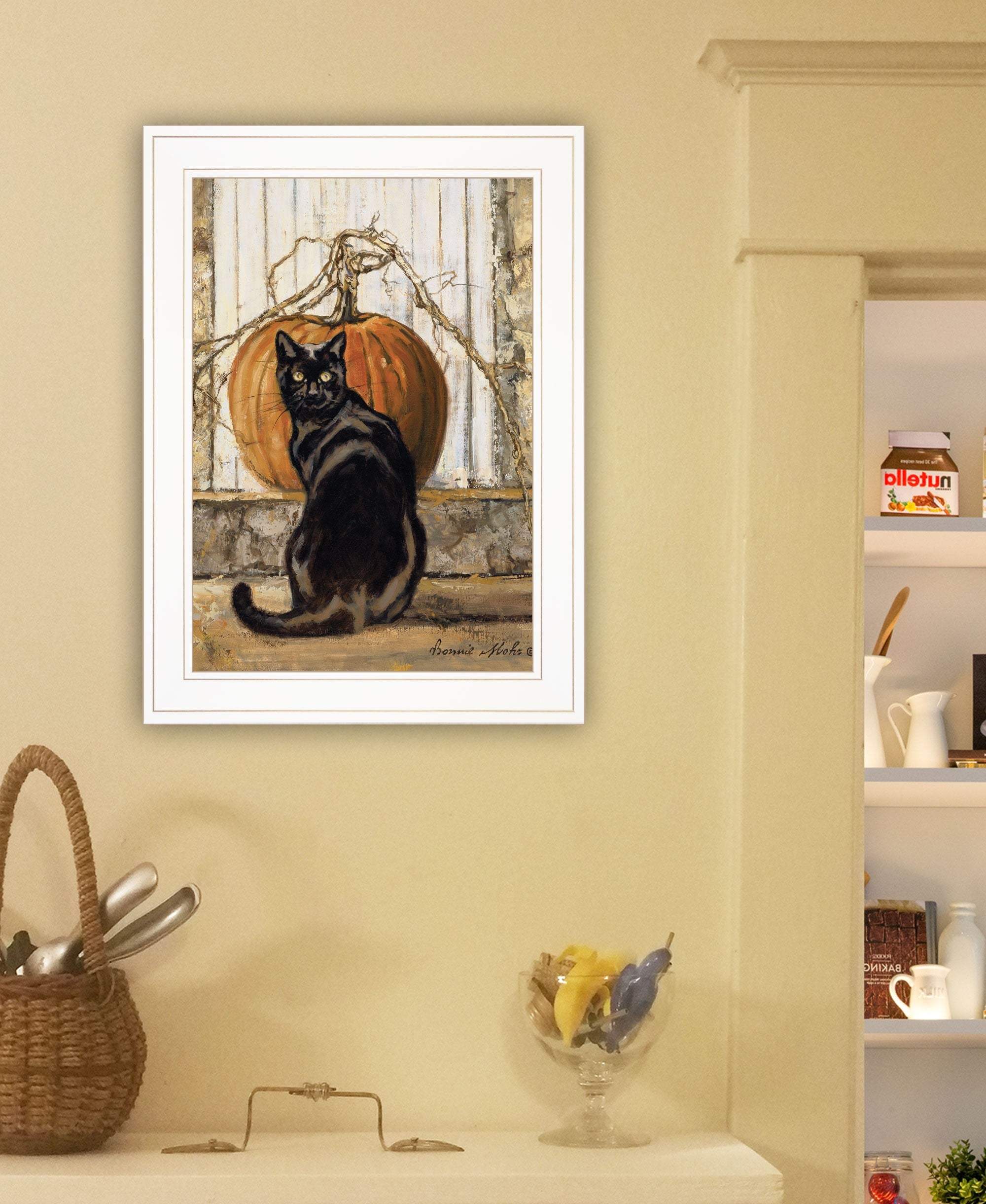 Black Cat 1 White Framed Print Wall Art - Image 4
