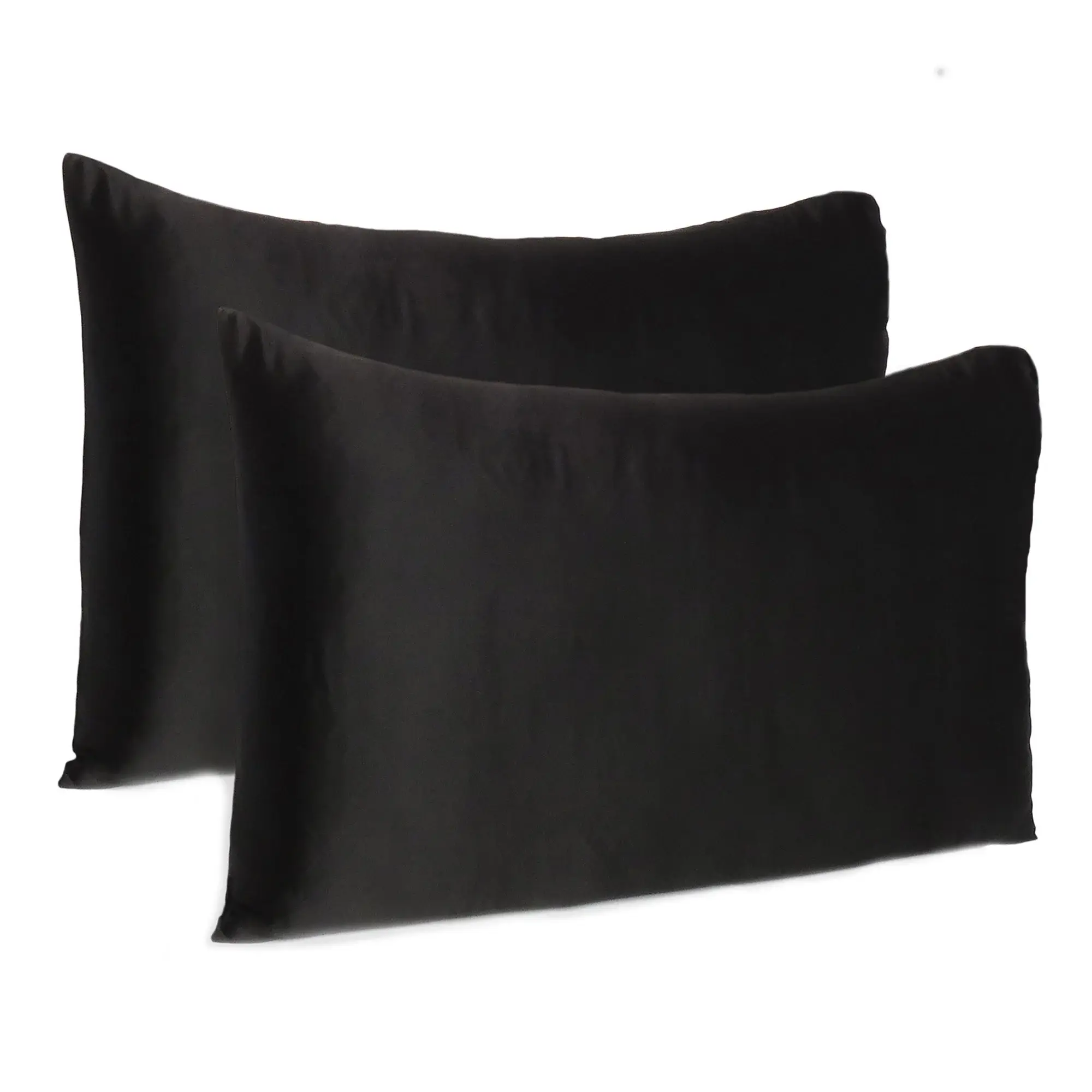 Black Dreamy Set Of 2 Silky Satin Standard Pillowcases - Image 4