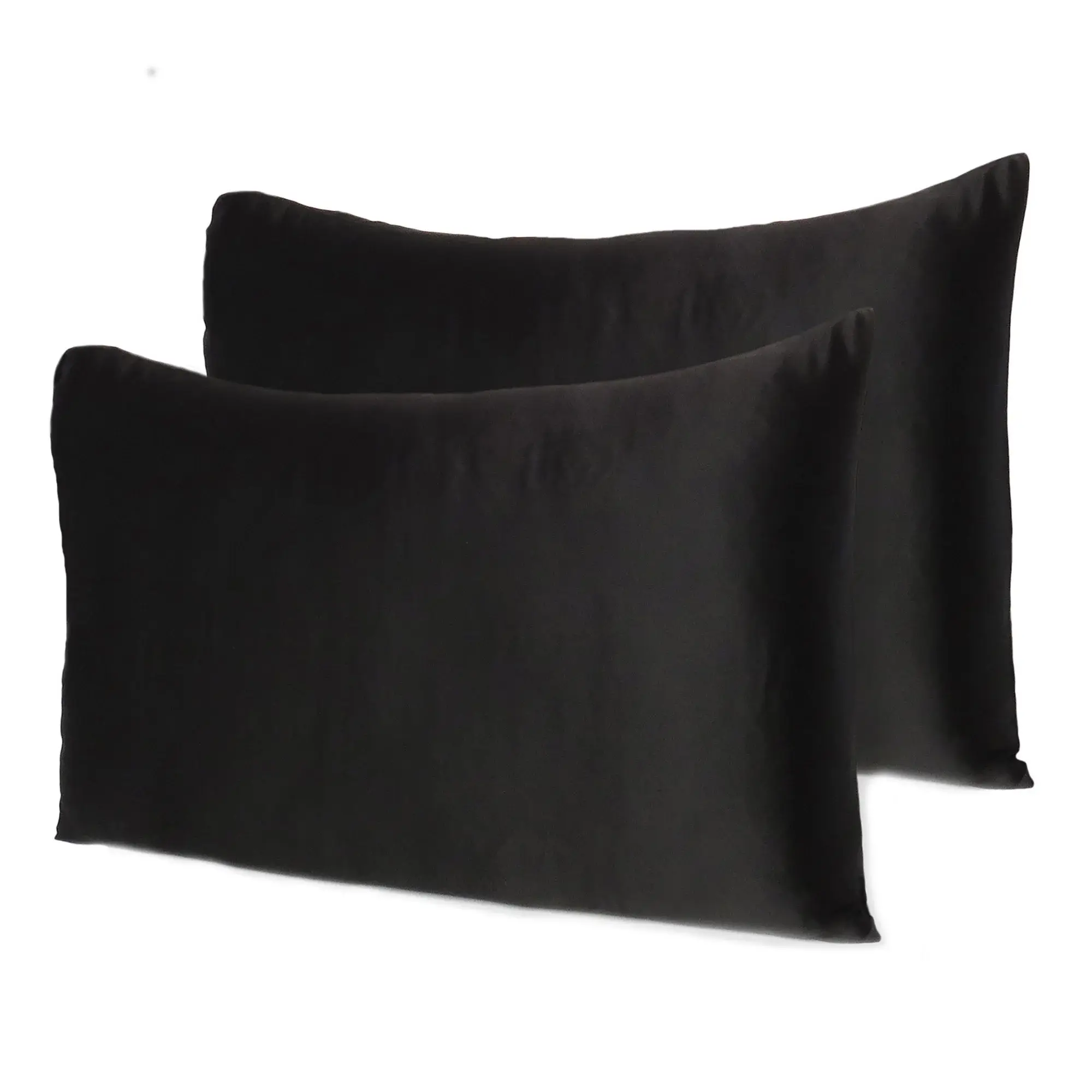 Black Dreamy Set Of 2 Silky Satin Standard Pillowcases - Image 7
