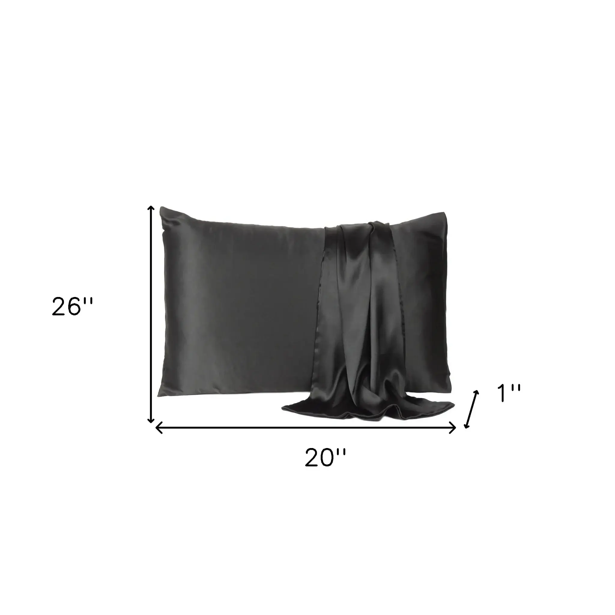 Black Dreamy Set Of 2 Silky Satin Standard Pillowcases - Image 8
