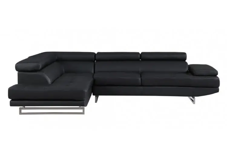 Black Faux Leather L Shaped Two Piece Corner Sectional - Image 4