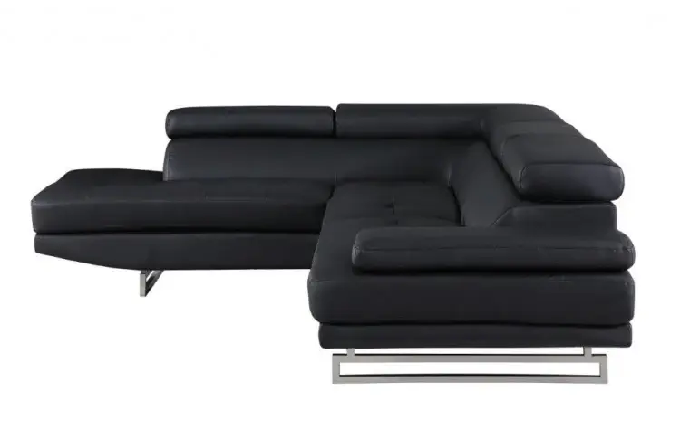 Black Faux Leather L Shaped Two Piece Corner Sectional - Image 5