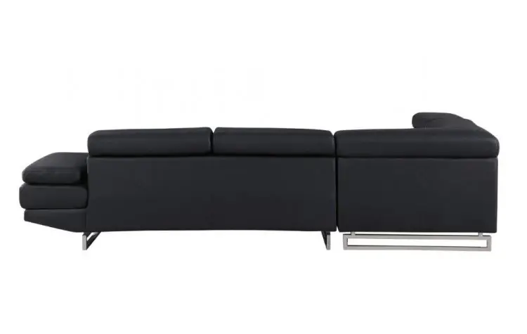 Black Faux Leather L Shaped Two Piece Corner Sectional - Image 6
