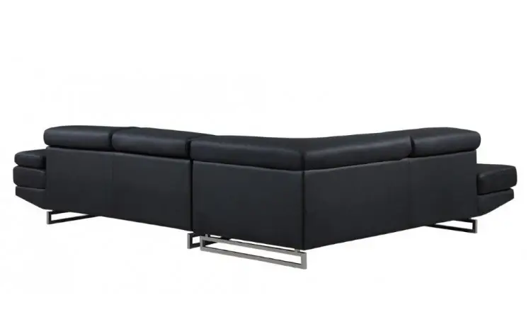 Black Faux Leather L Shaped Two Piece Corner Sectional - Image 7
