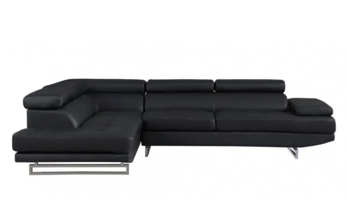 Black Faux Leather L Shaped Two Piece Corner Sectional - Image 8