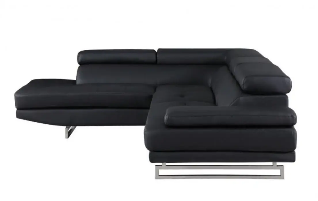 Black Faux Leather L Shaped Two Piece Corner Sectional - Image 9