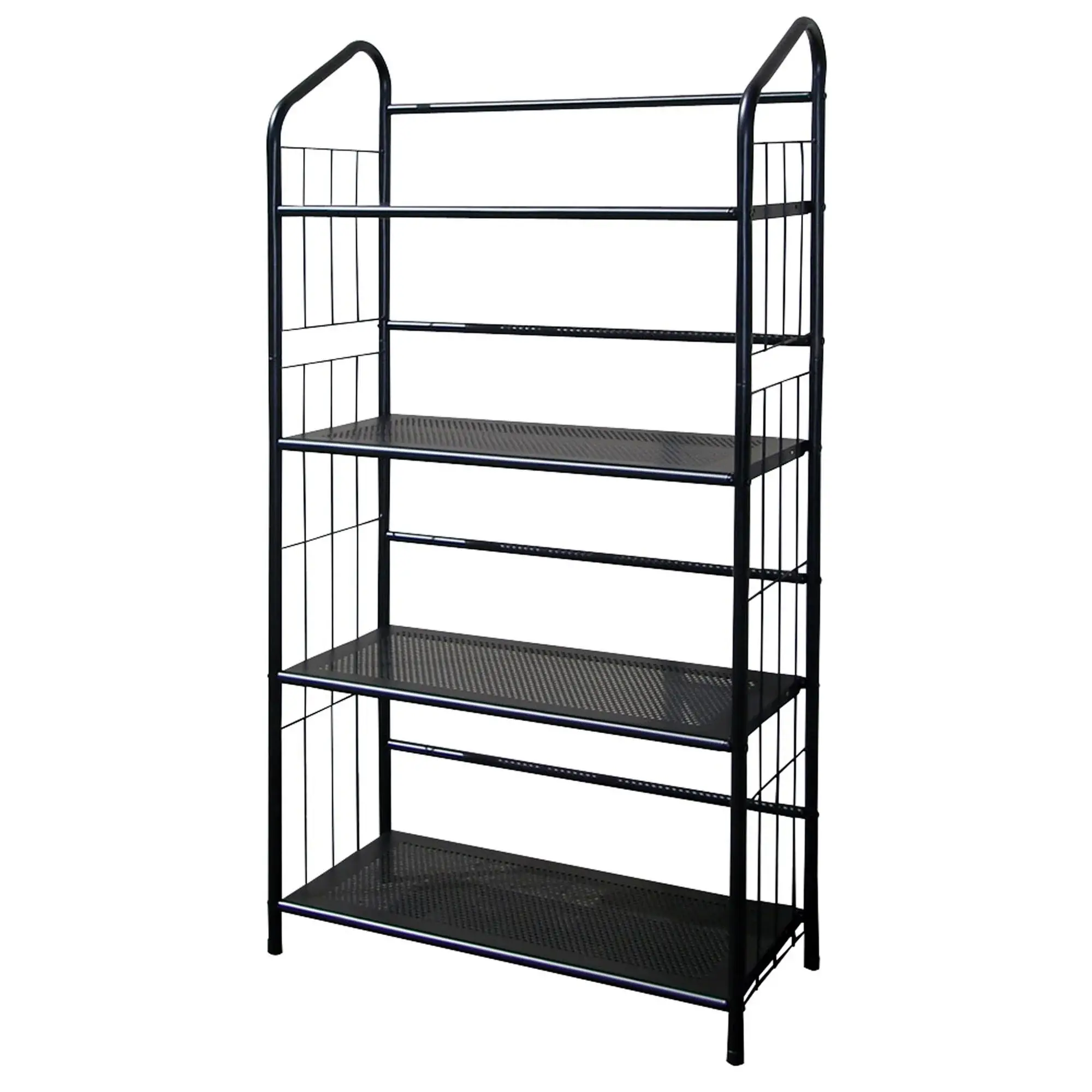 Black Four Shelf Metal Standing Book Shelf - Image 3