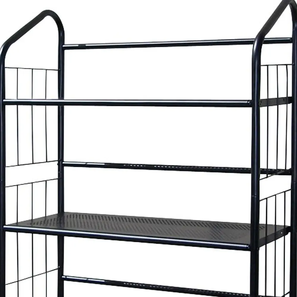 Black Four Shelf Metal Standing Book Shelf - Image 4