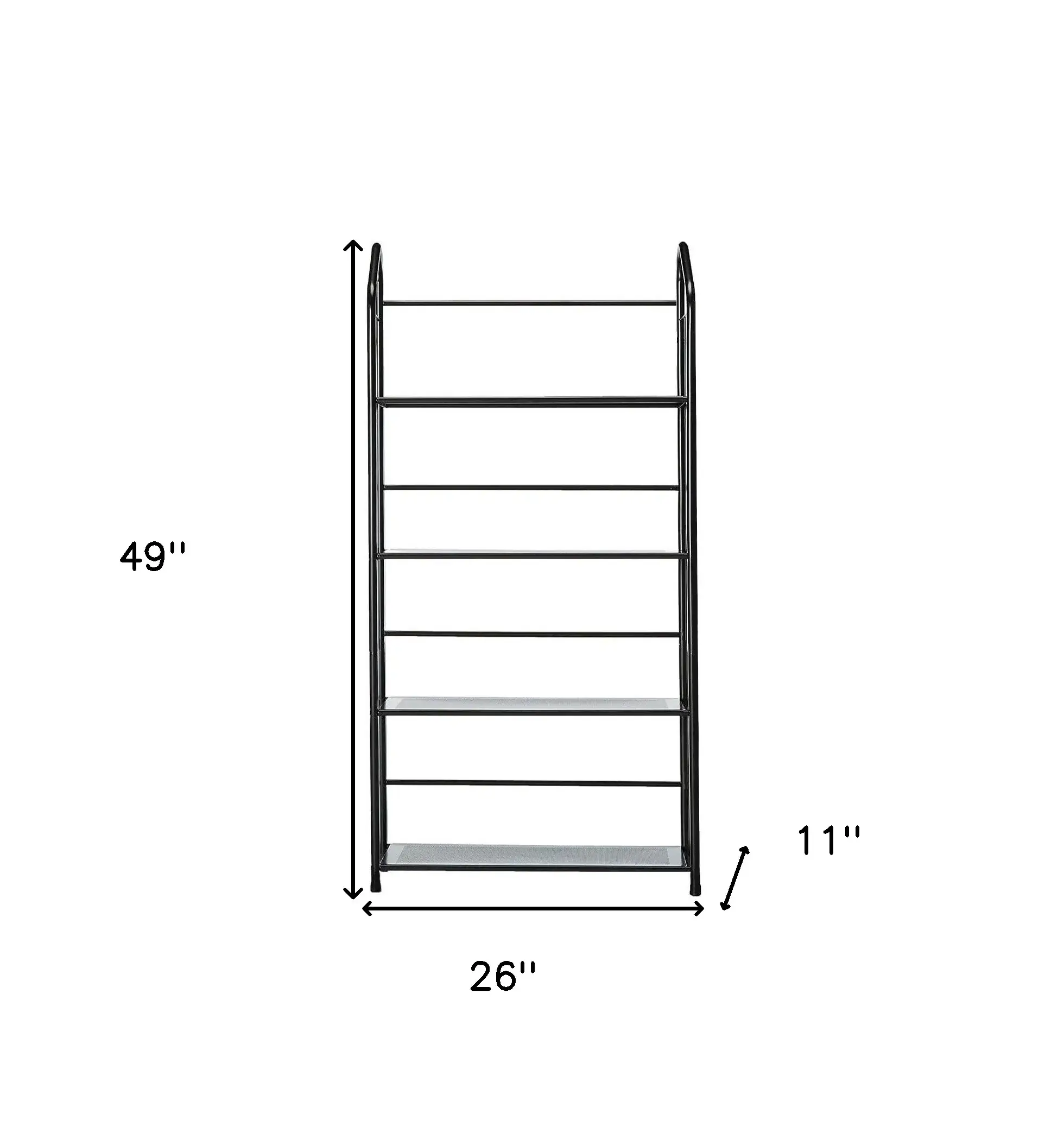 Black Four Shelf Metal Standing Book Shelf - Image 6