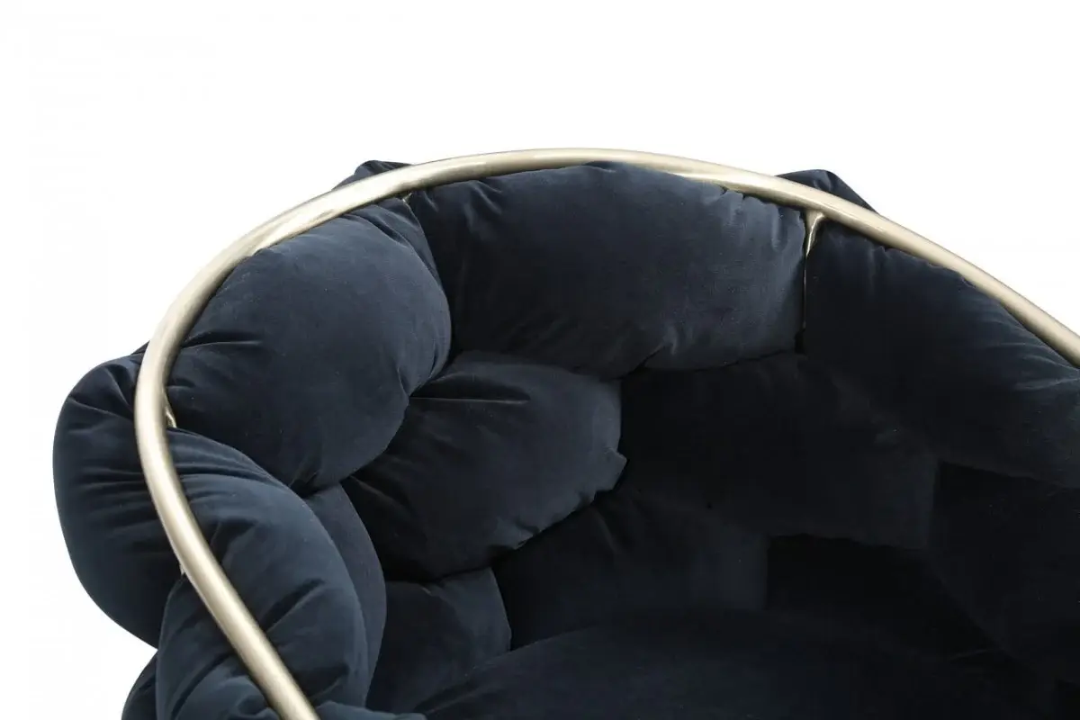 Black Geo Velvet and Brushed Brass Velvet Dining Chair - Image 4
