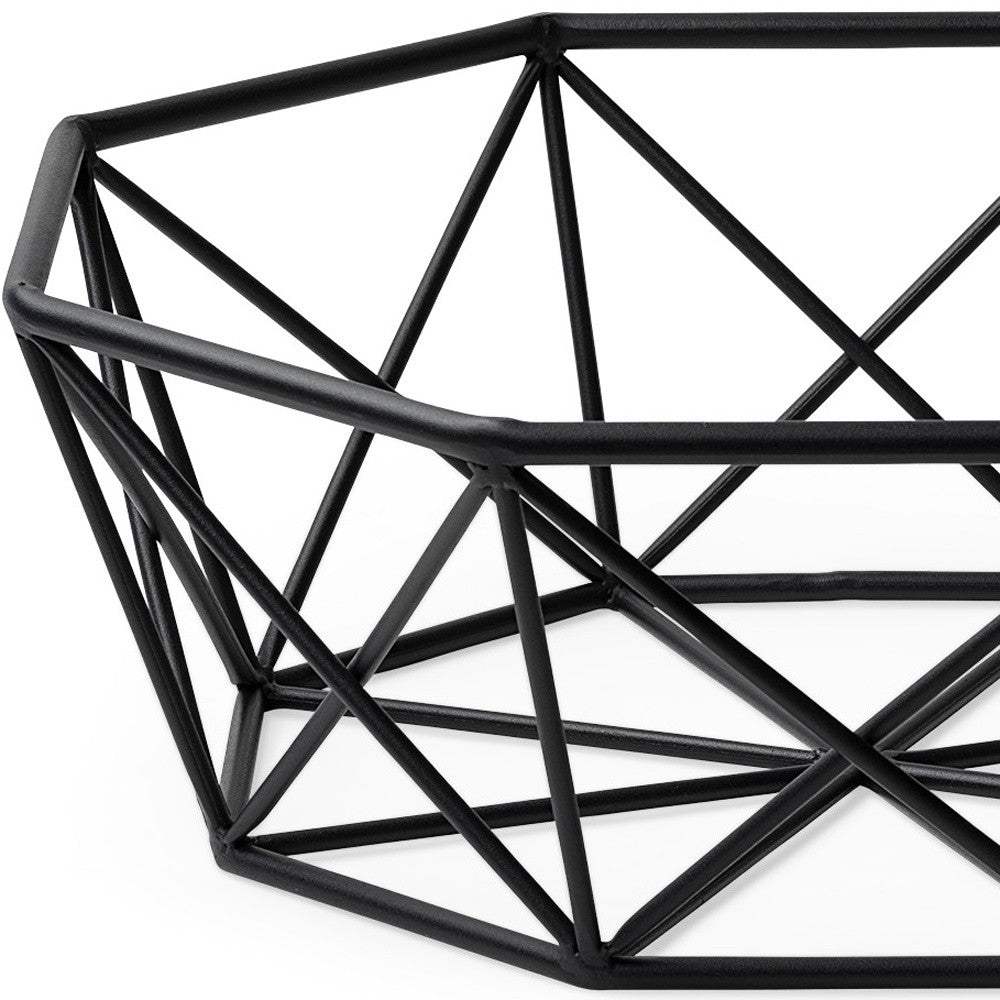 Black Geometric Metal Centerpiec Bowl - Image 6