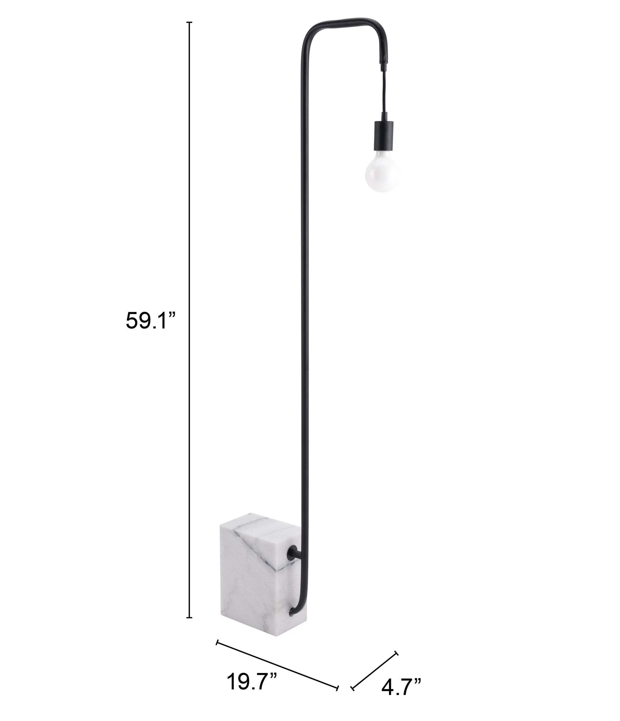 Black Industrial and White Marble Bulb Floor Lamp - Image 4
