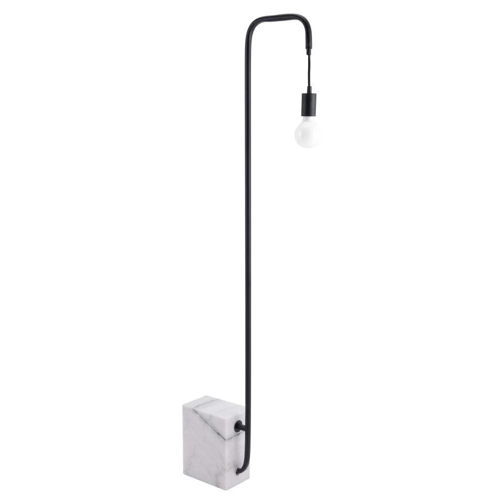 Black Industrial and White Marble Bulb Floor Lamp - Image 5