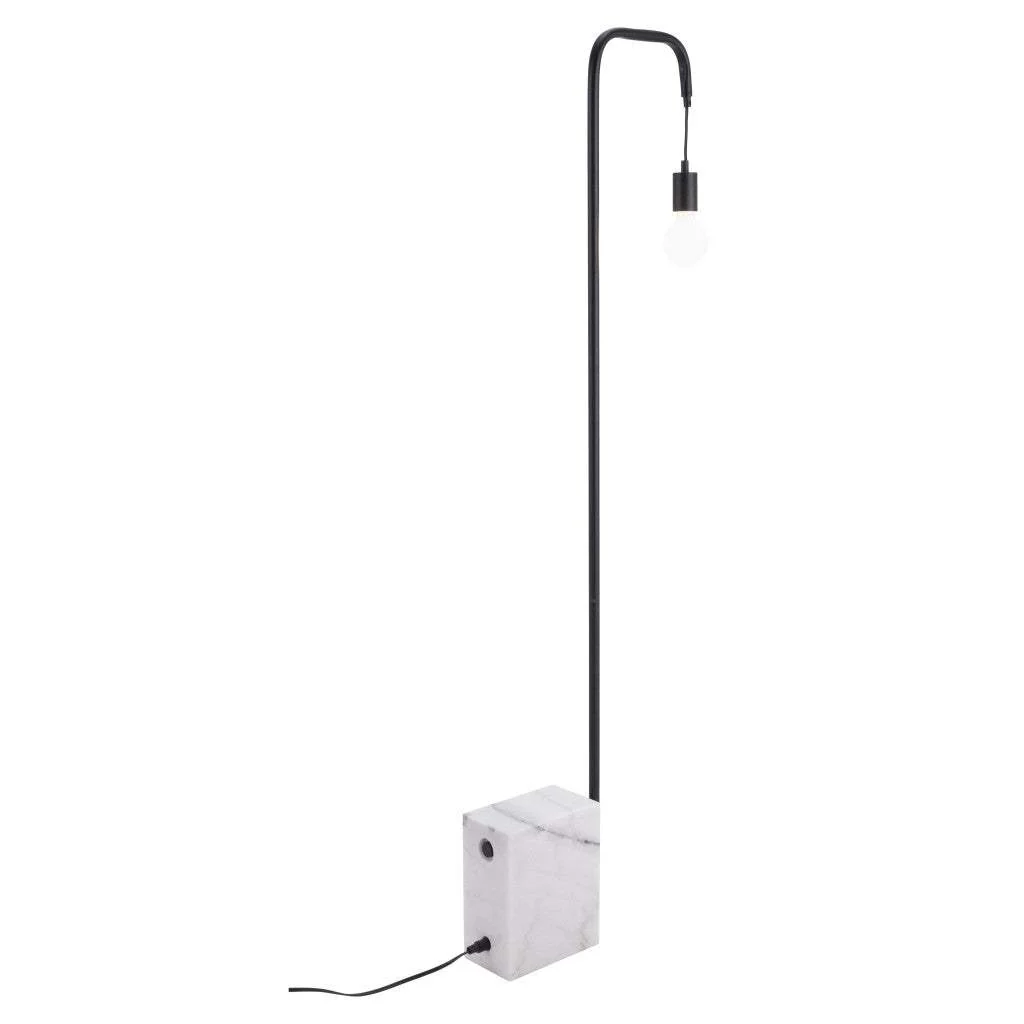 Black Industrial and White Marble Bulb Floor Lamp - Image 7