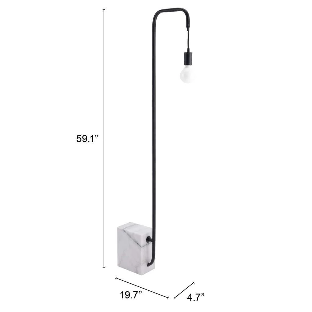 Black Industrial and White Marble Bulb Floor Lamp - Image 8