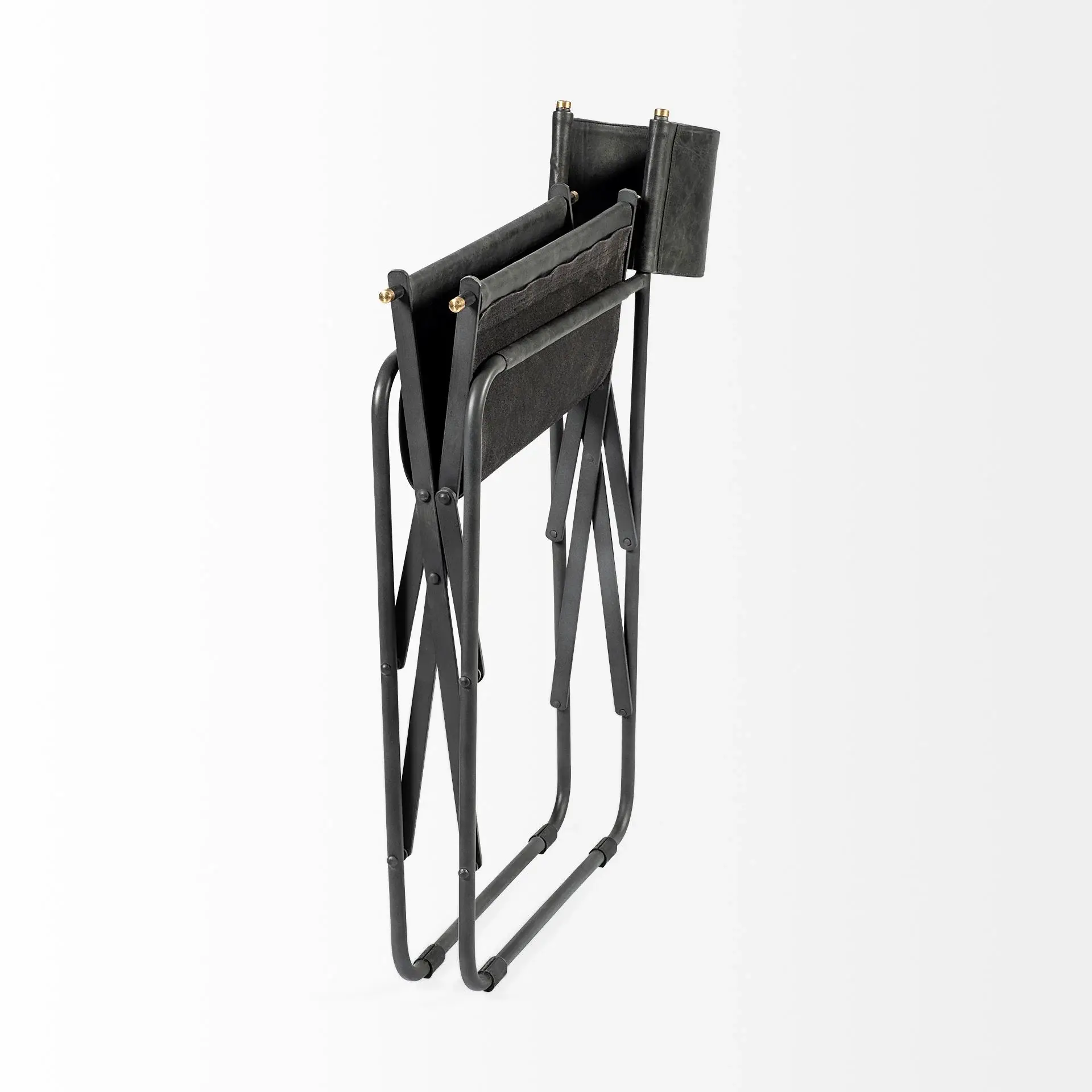 Black Leather Metal Open Back Dining Arm Chair - Image 6
